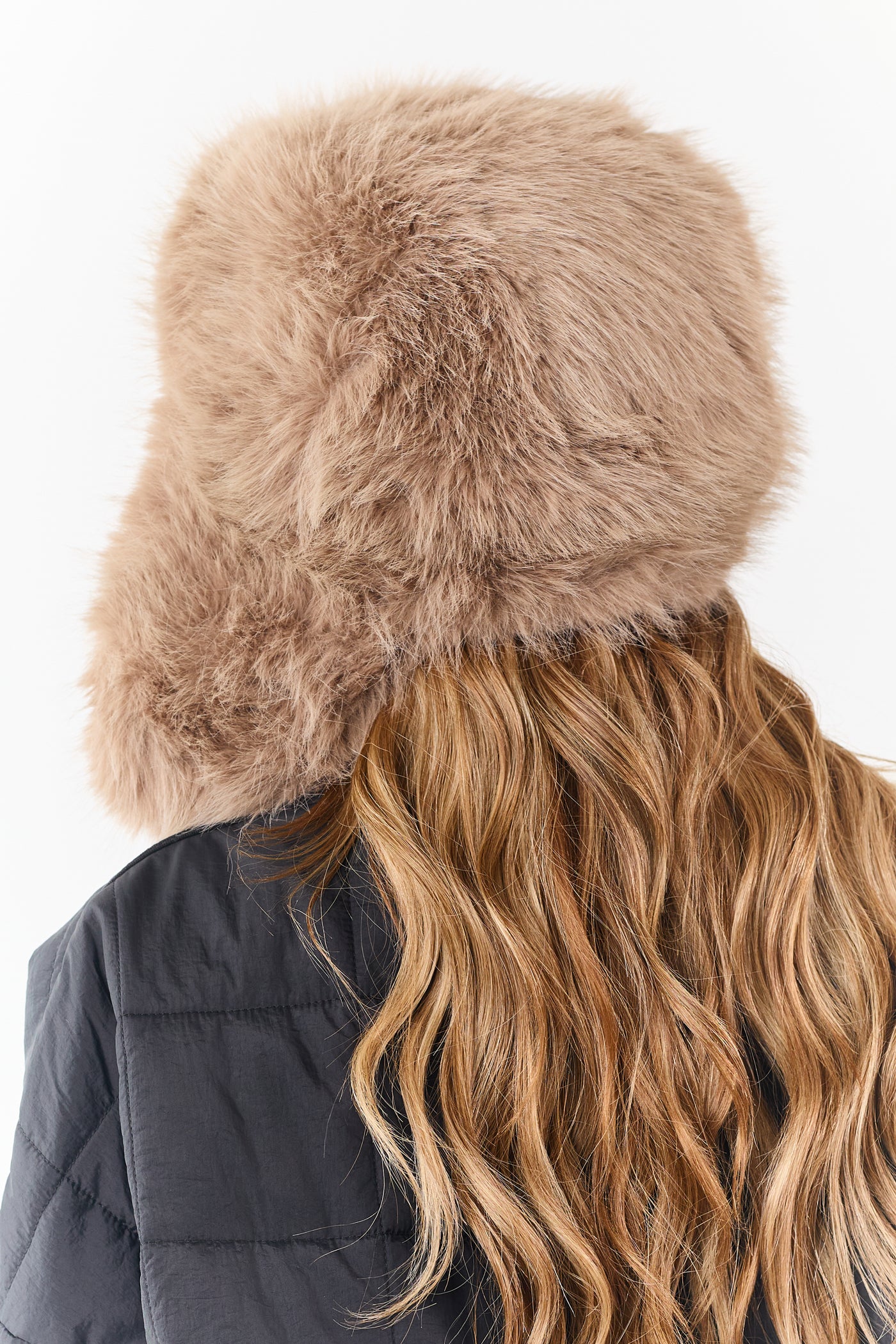 Light Coffee Faux Fur Trapper Hat with Buckle