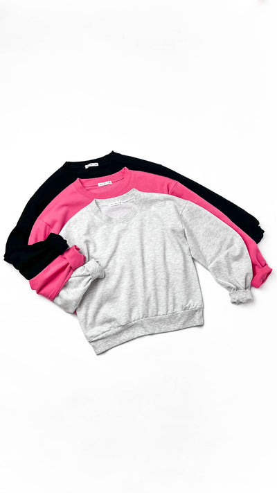 Light Heathered Grey Long Sleeve Round Neck Cropped Sweatshirt
