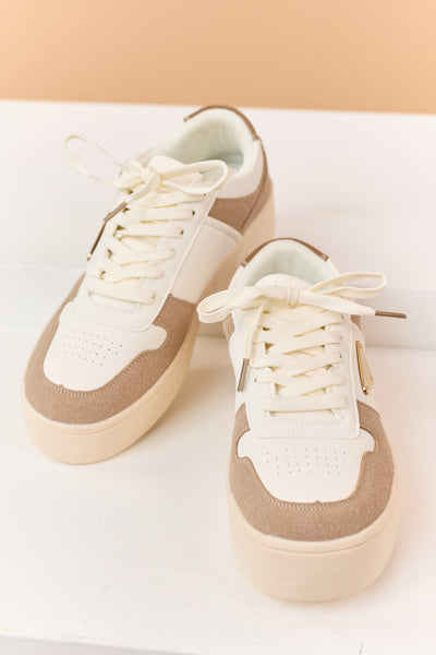 Light Mocha Contrast Platform Fashion Sneakers