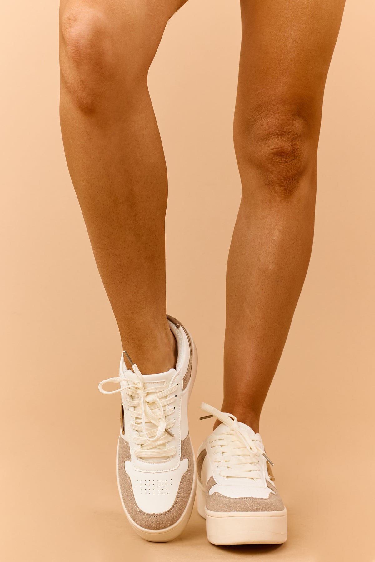 Light Mocha Contrast Platform Fashion Sneakers