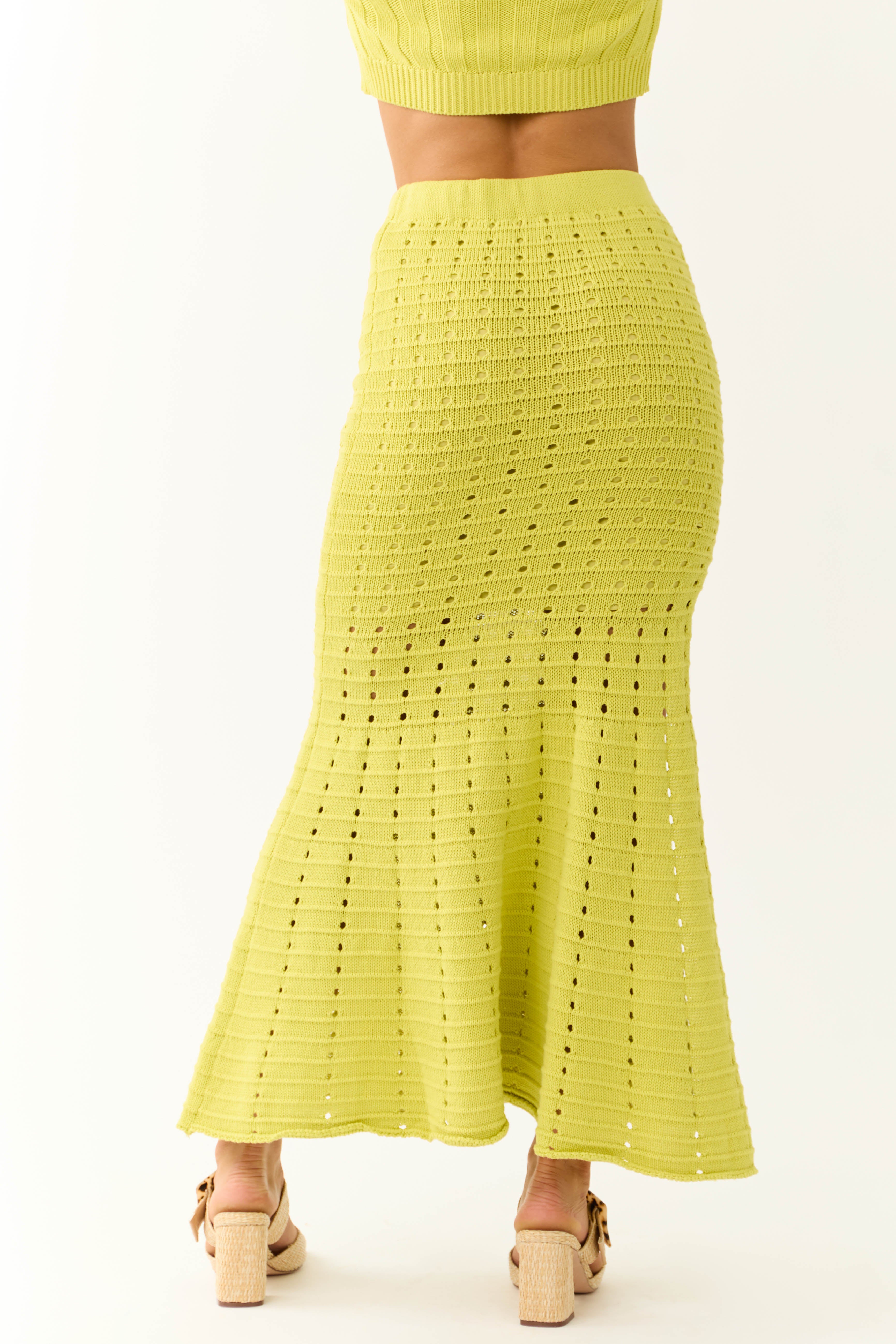 Lime Crochet Knit Fit and Flare Maxi Skirt | Lime Lush Boutique