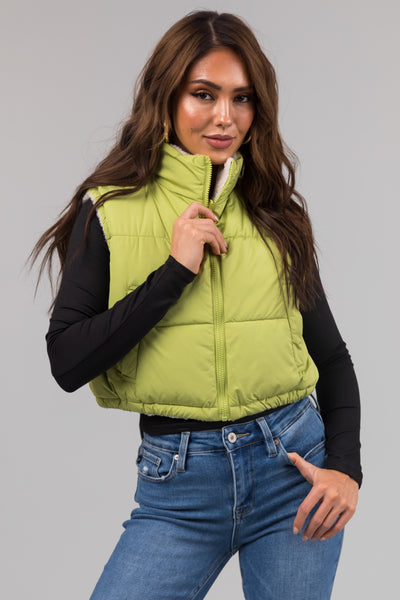 Lime Reversible Zip Up Puffer Vest