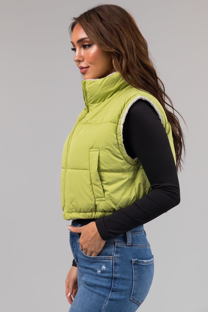 Lime Reversible Zip Up Puffer Vest