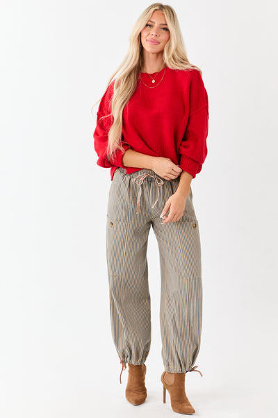 Lipstick Boxy Drop Shoulder Crop Rib Knit Sweater