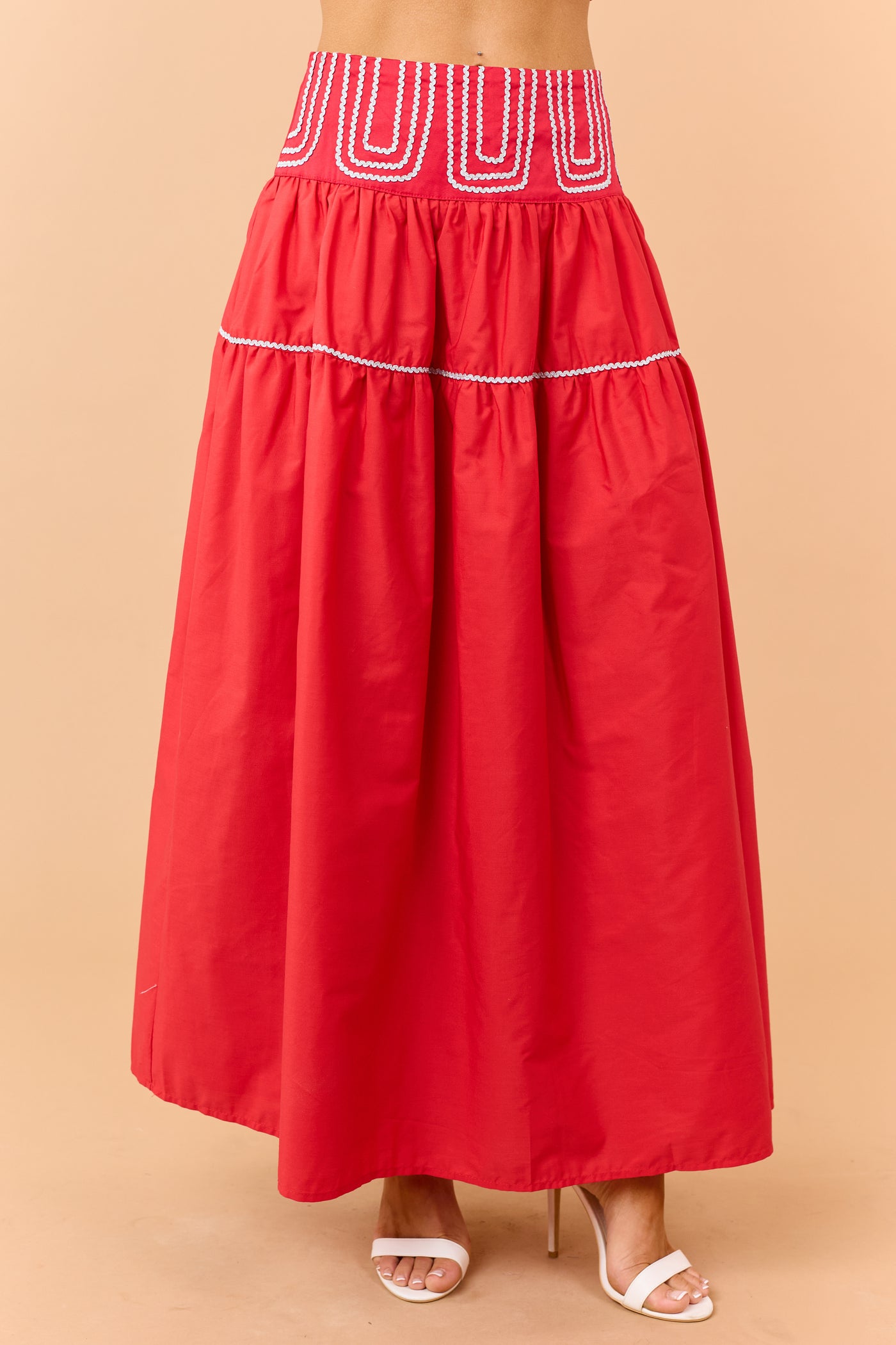 Lipstick Cotton Silver Contrast Top and Skirt Set