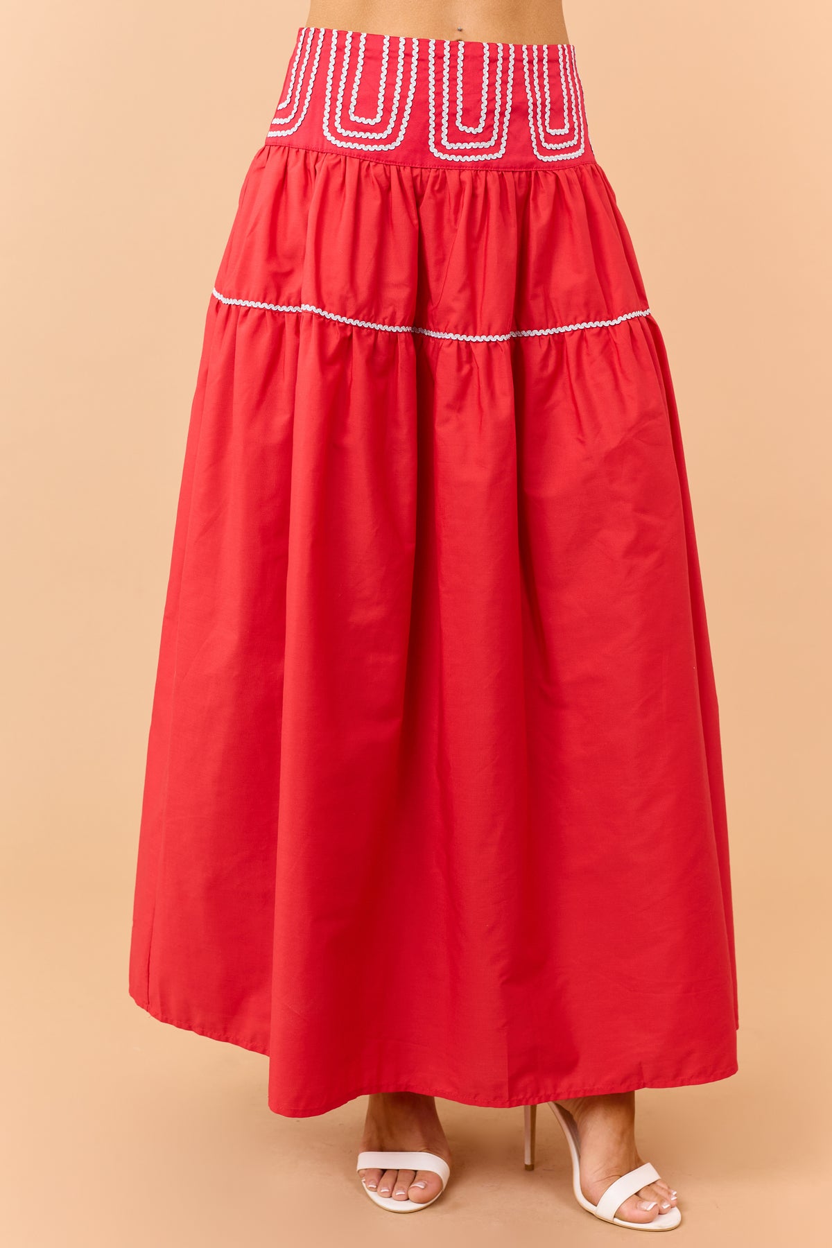 Lipstick Cotton Silver Contrast Top and Skirt Set