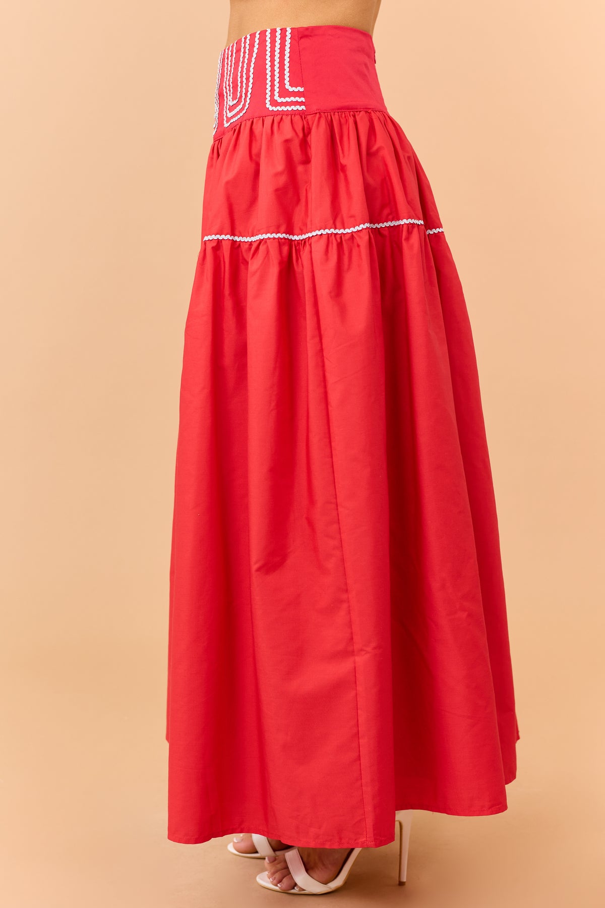 Lipstick Cotton Silver Contrast Top and Skirt Set