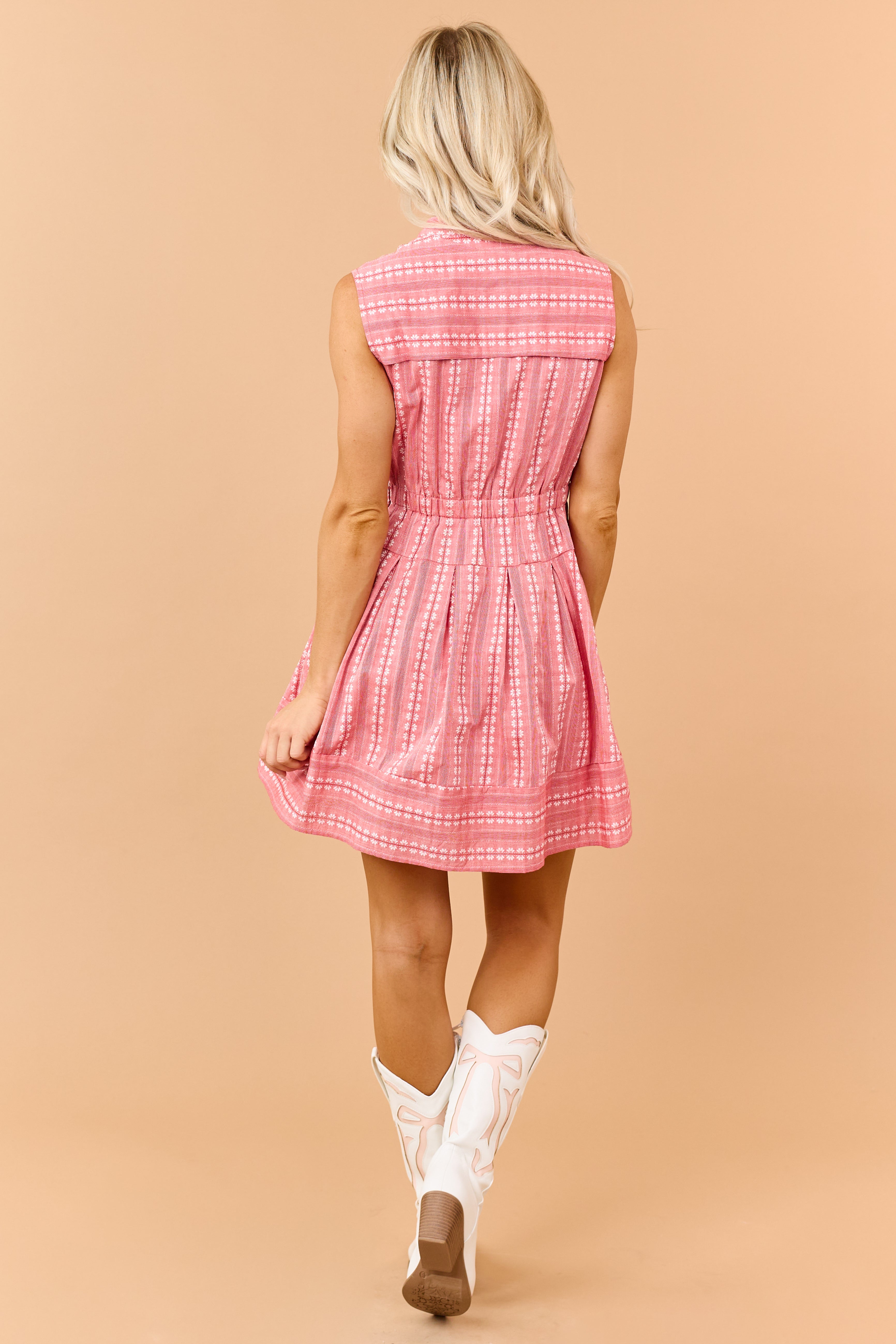 Lipstick Floral Cotton Fit and Flare Mini Dress