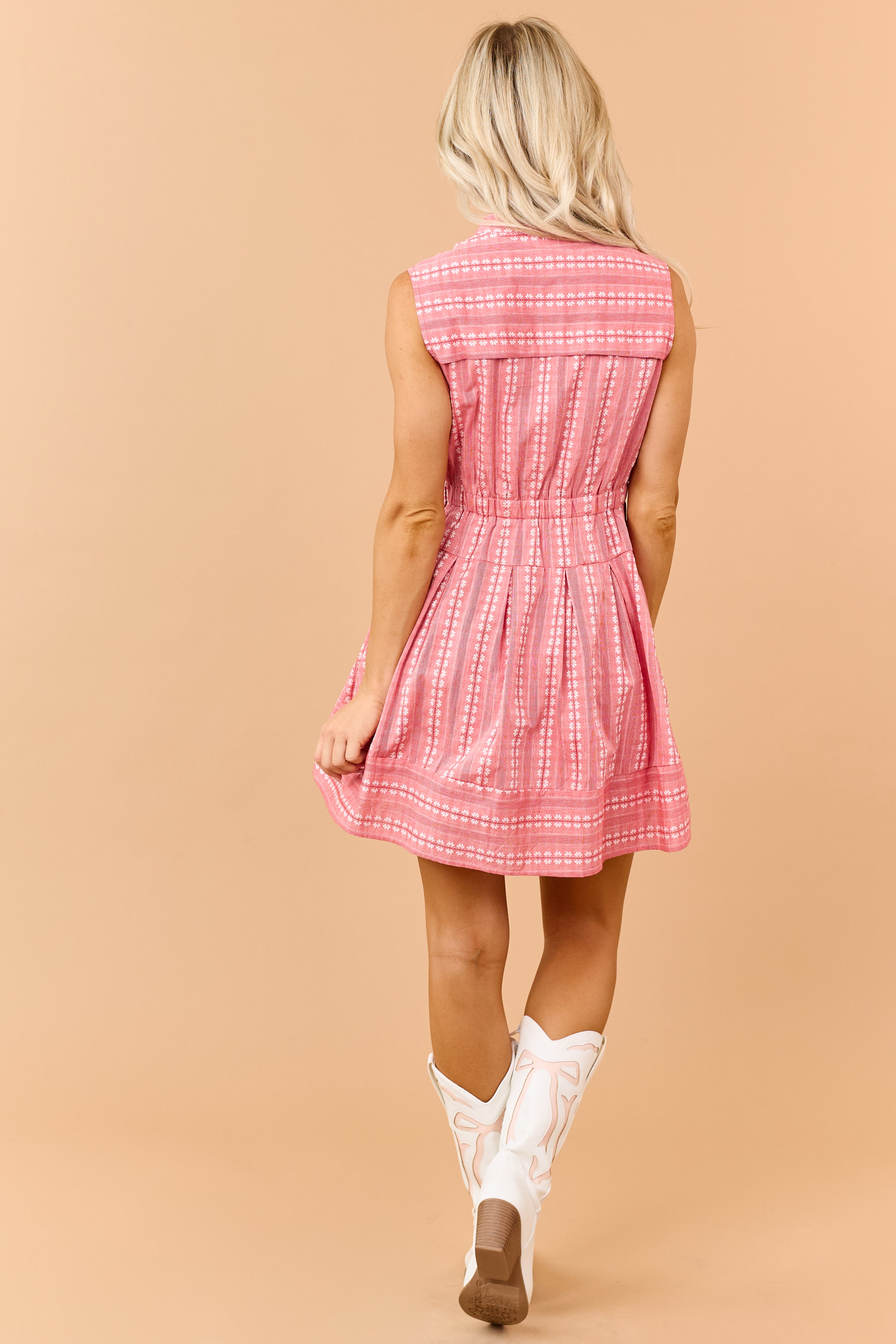 Lipstick Floral Cotton Fit and Flare Mini Dress