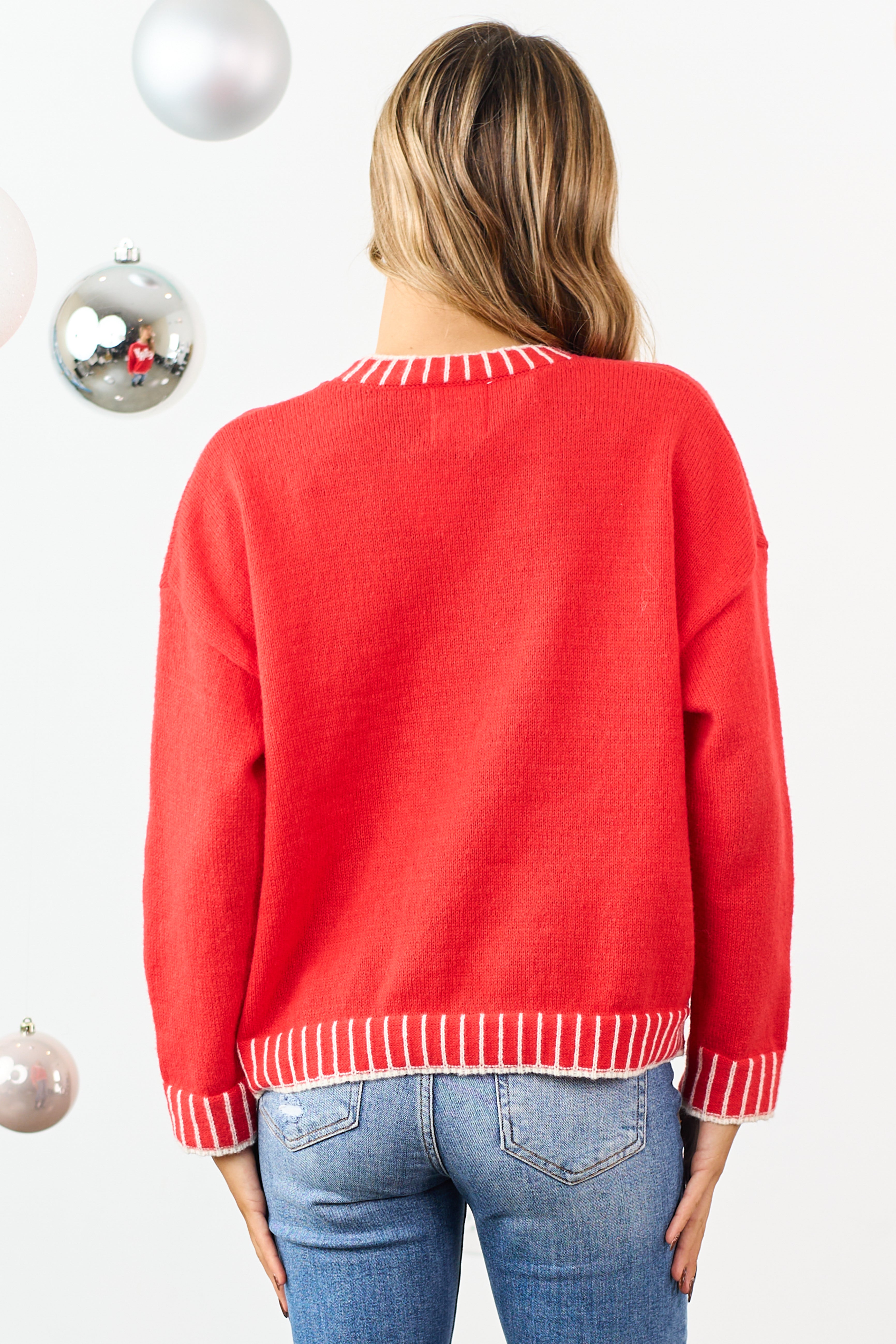 Lipstick 'Merry' Textured Graphic Relaxed Sweater