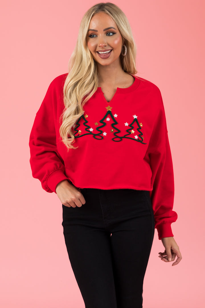 Lipstick Tree Graphic Cropped Sweater
