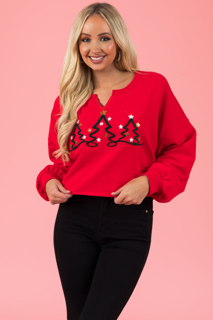 Lipstick Tree Graphic Cropped Sweater