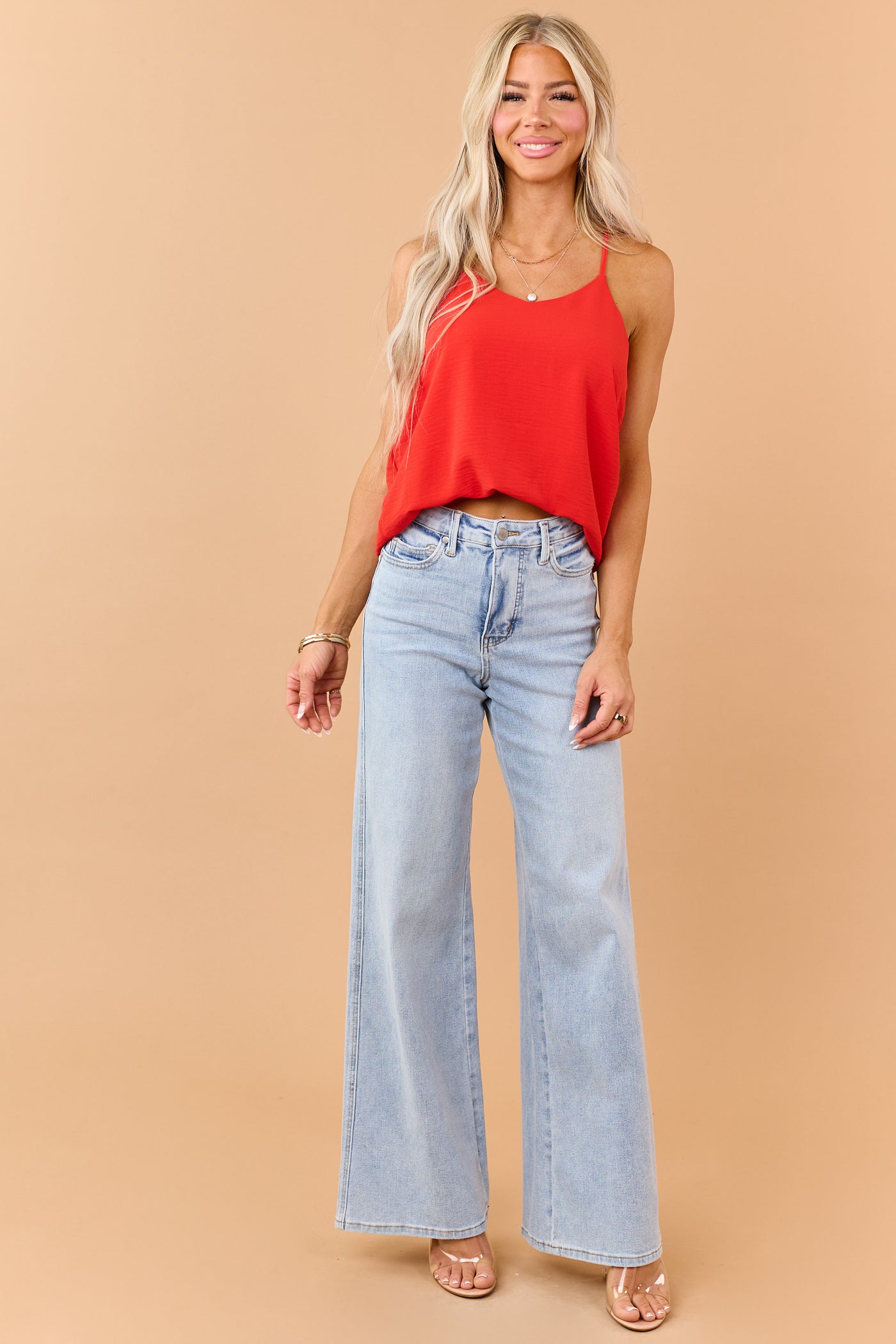Lipstick V Neck Racerback Cami Top