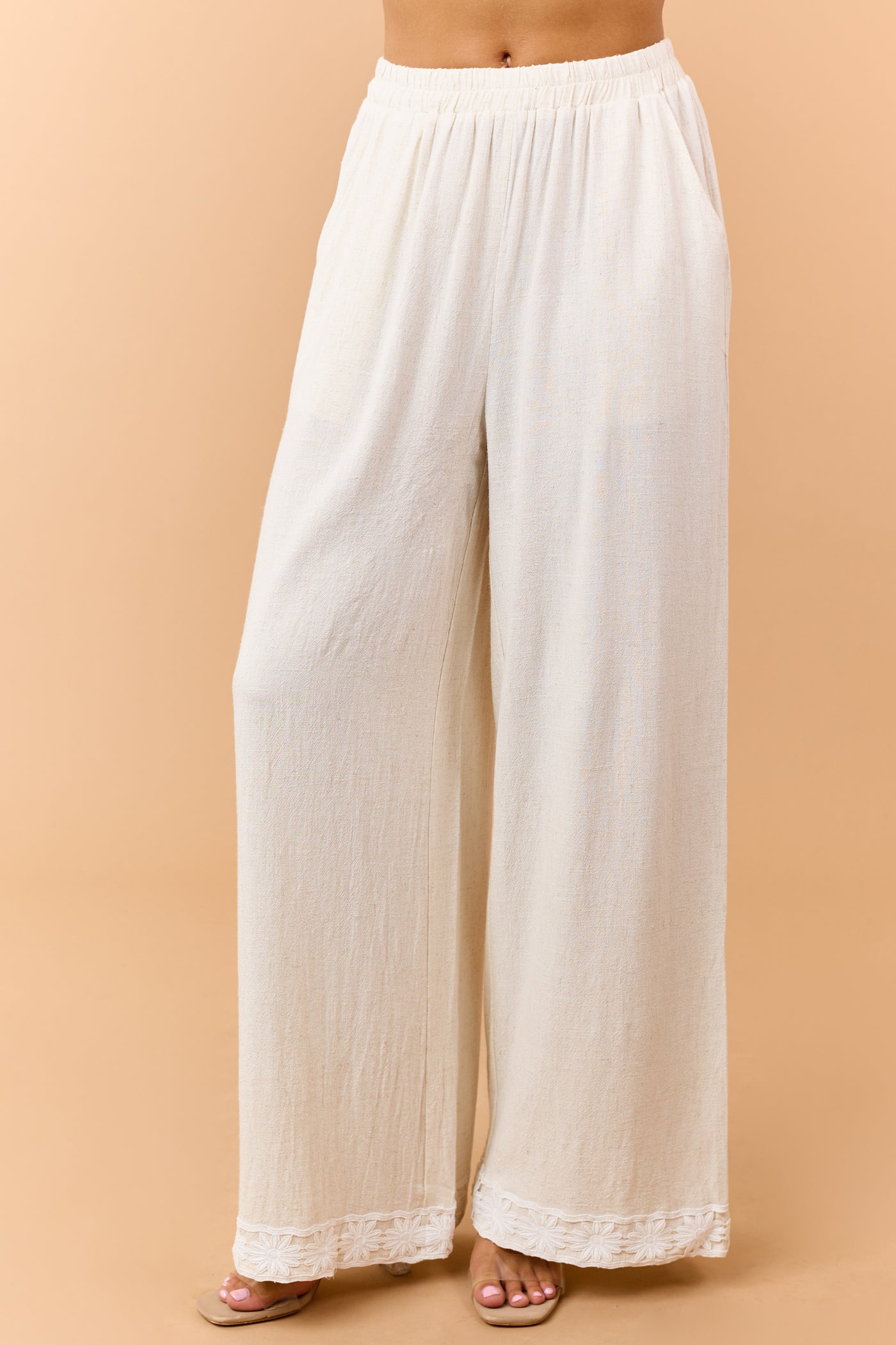 Listicle Almond Linen Blend Tank Top and Pants Set