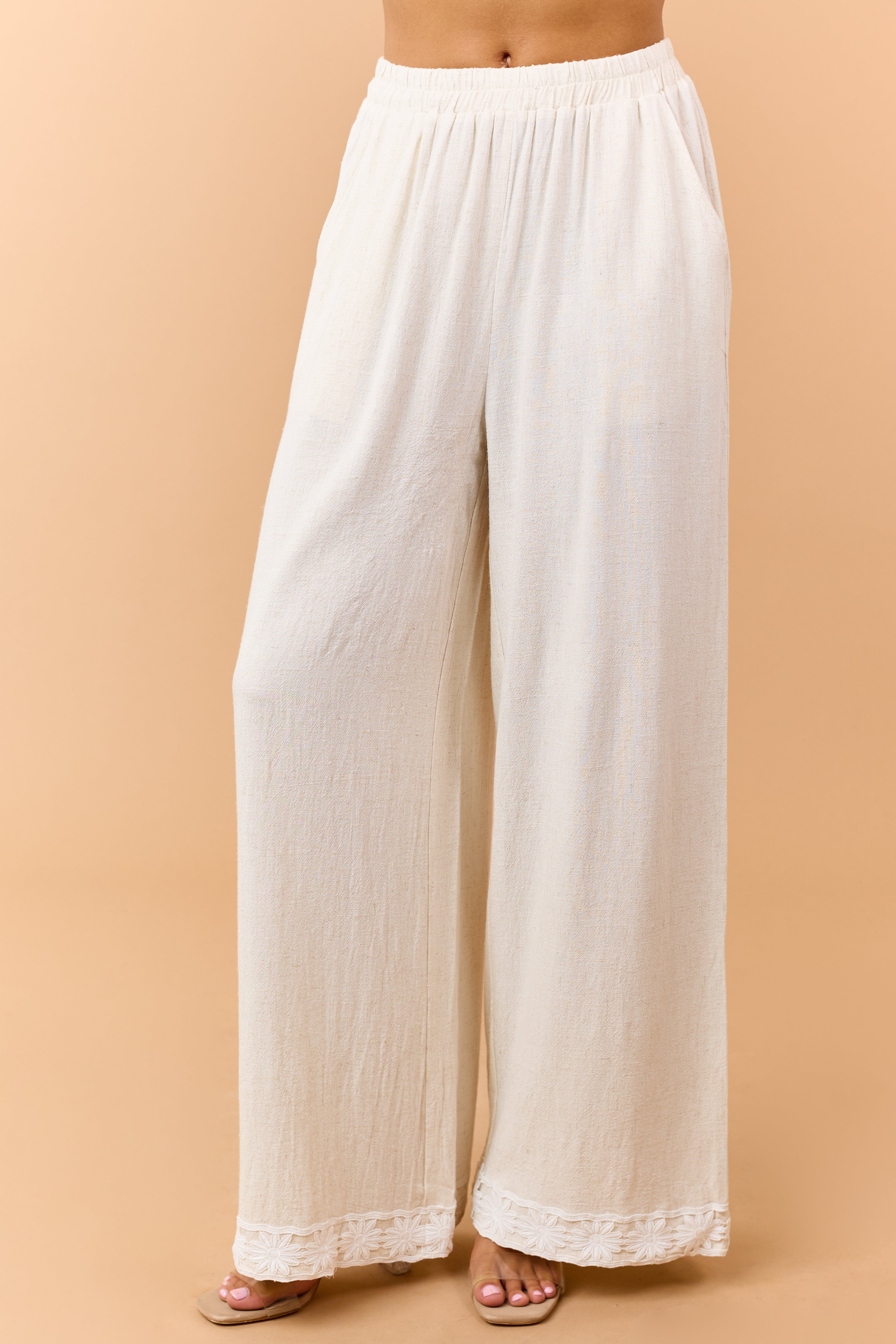 Listicle Almond Linen Blend Tank Top and Pants Set