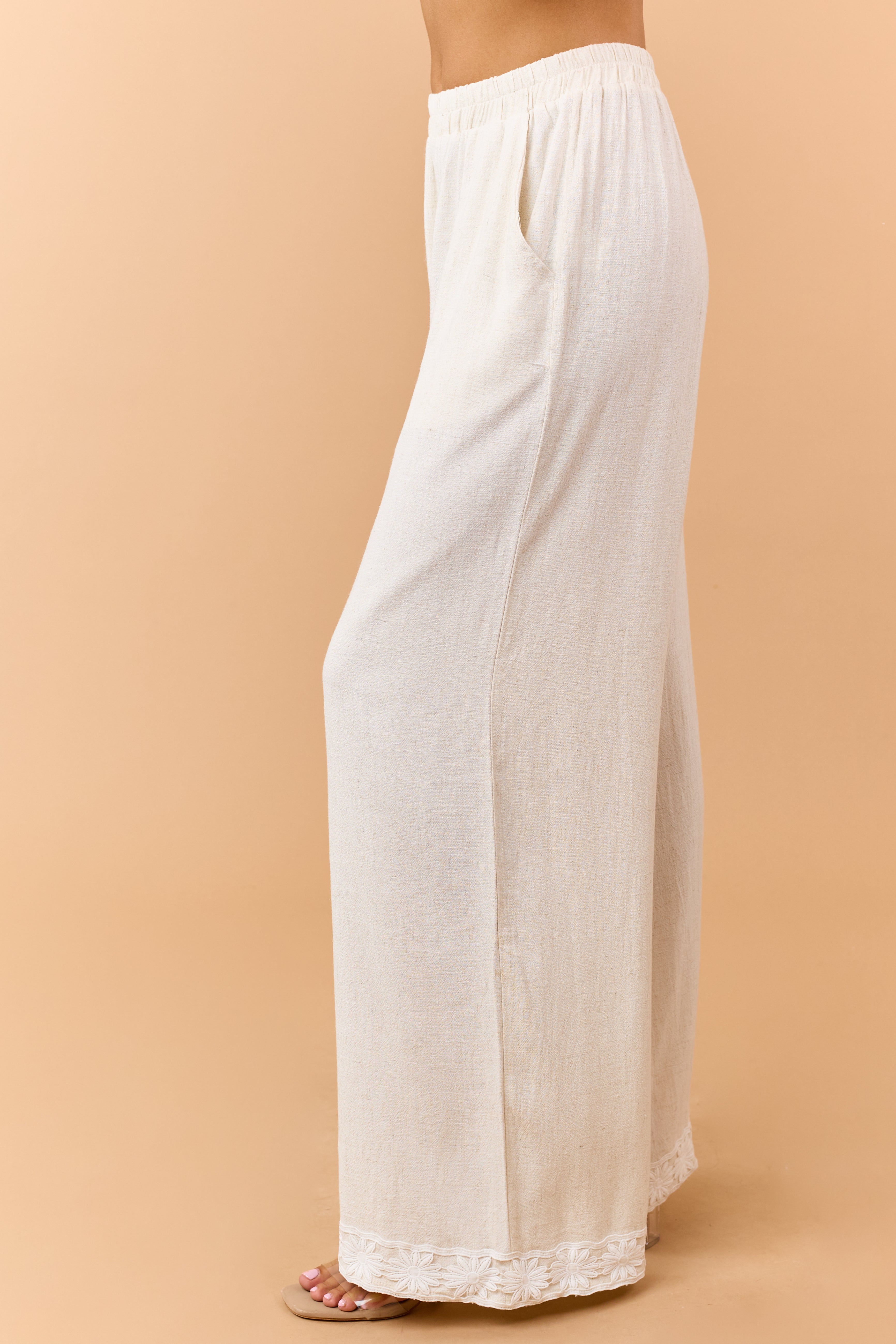 Listicle Almond Linen Blend Tank Top and Pants Set