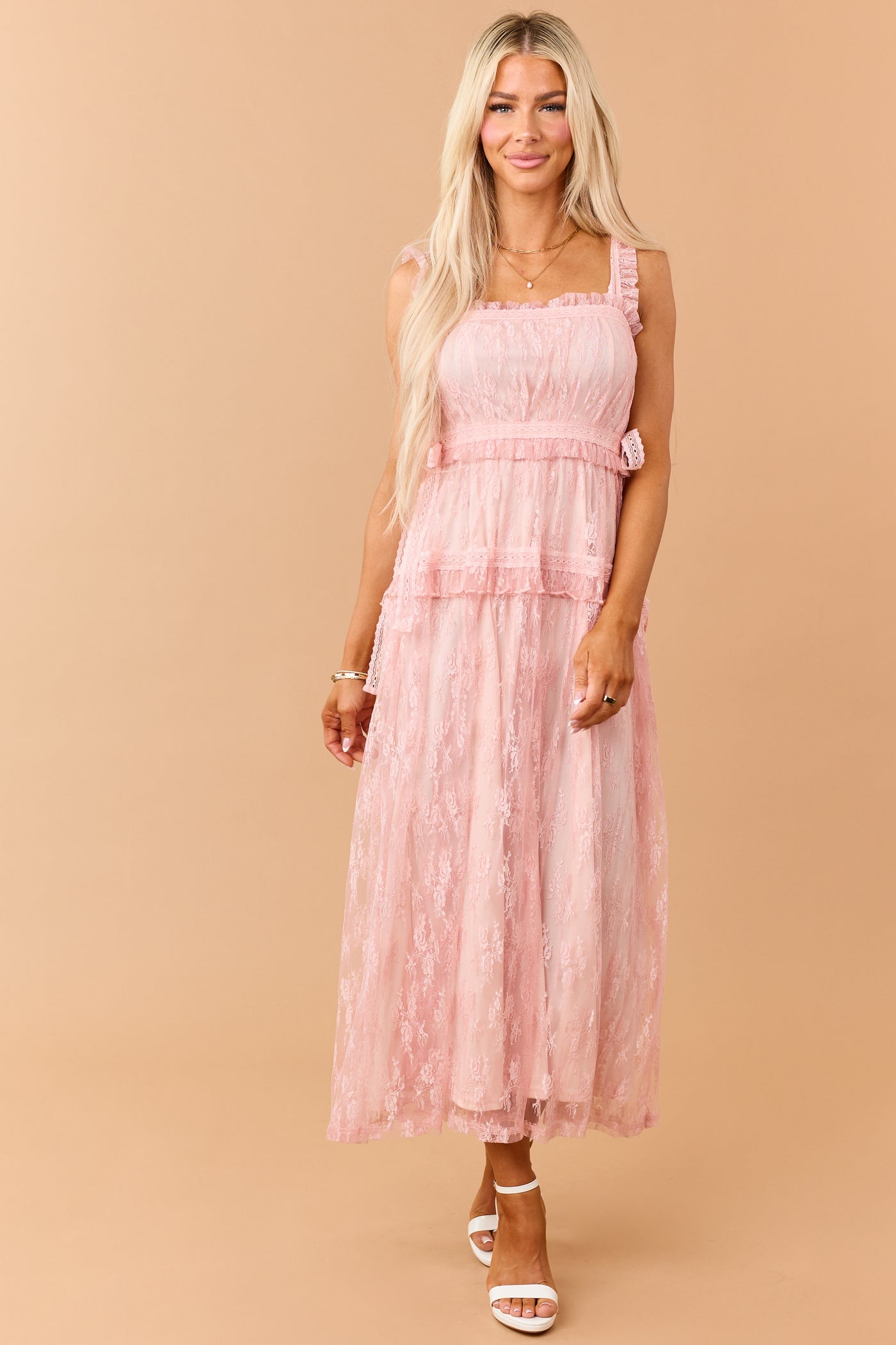 Listicle Cherry Blossom Floral Lace Maxi Dress