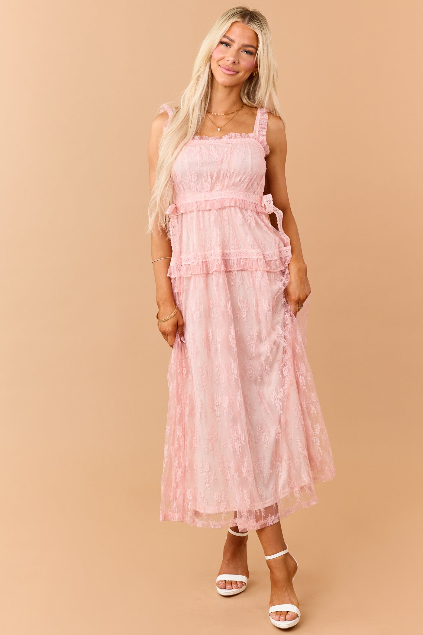 Listicle Cherry Blossom Floral Lace Maxi Dress