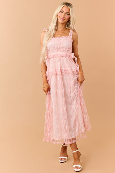 Listicle Cherry Blossom Floral Lace Maxi Dress