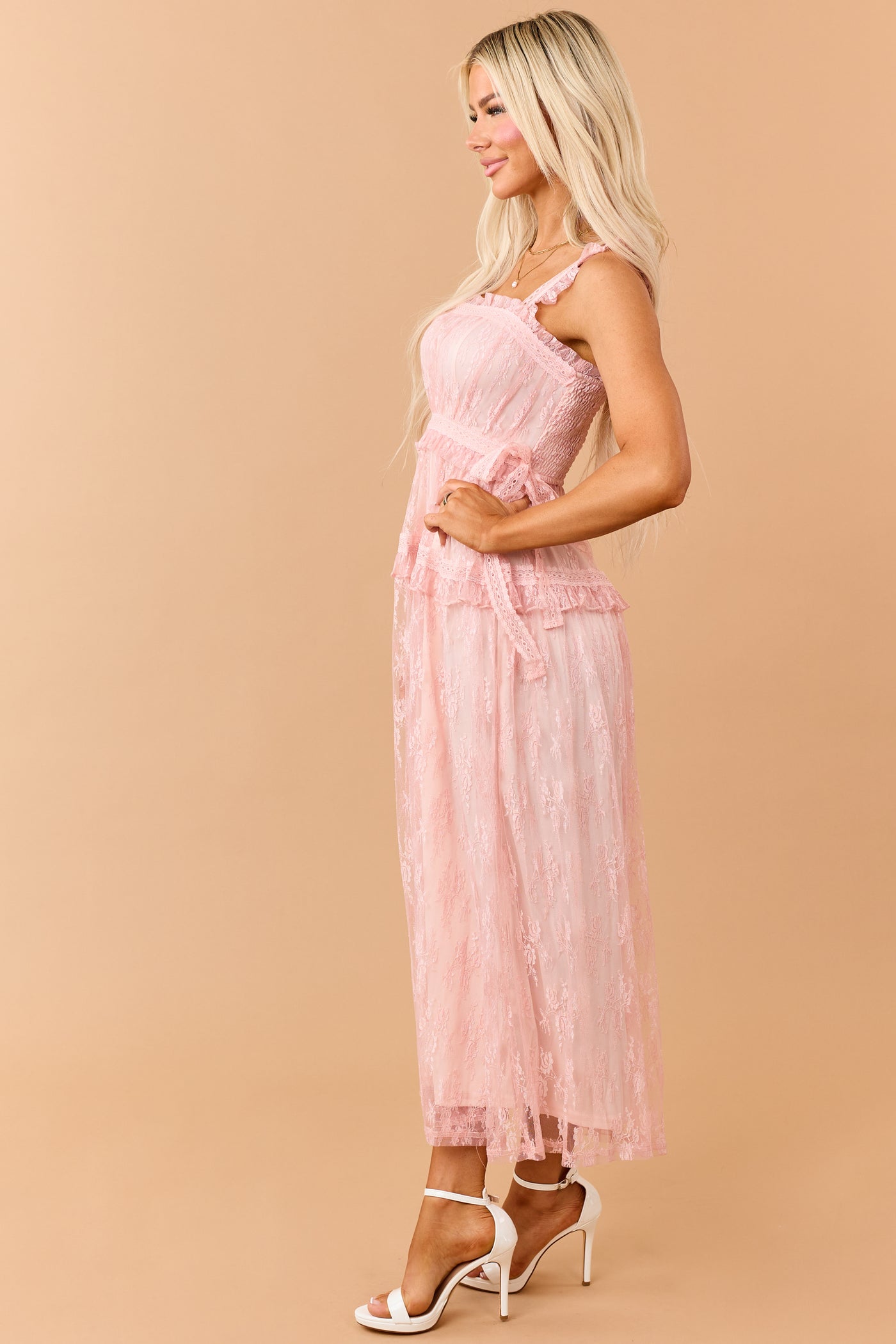 Listicle Cherry Blossom Floral Lace Maxi Dress