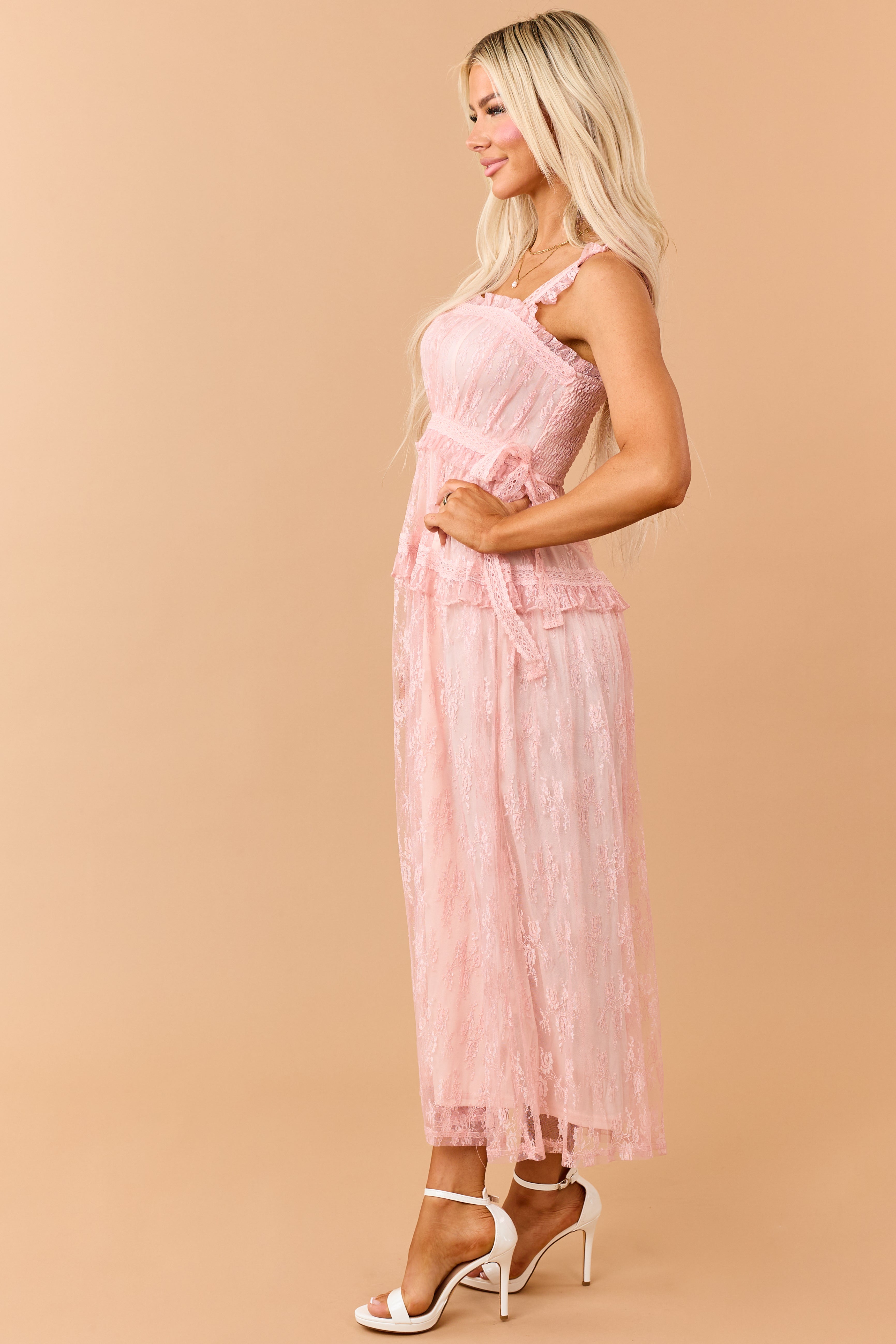 Listicle Cherry Blossom Floral Lace Maxi Dress