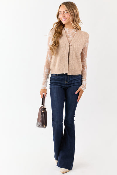 Listicle Latte Single Button Closure Sweater Vest