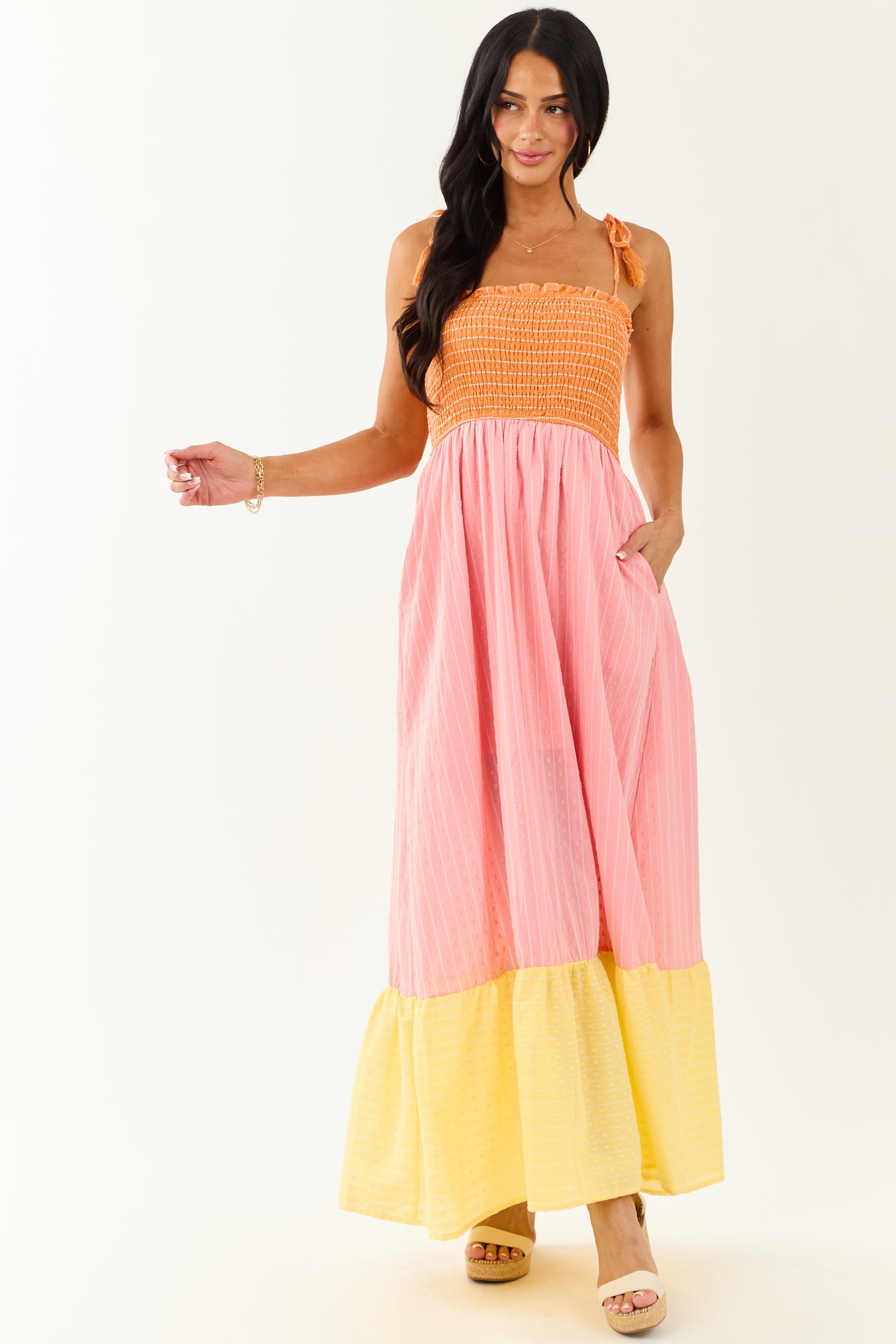 Lovelo Baby Pink Swiss Dot Cotton Maxi Dress