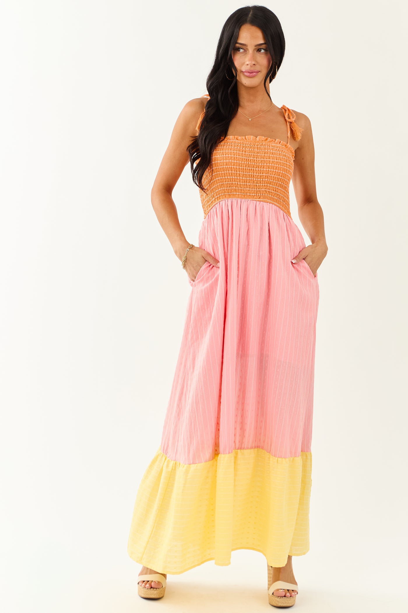 Lovelo Baby Pink Swiss Dot Cotton Maxi Dress Lovelo Baby Pink Swiss Dot Cotton Maxi Dress