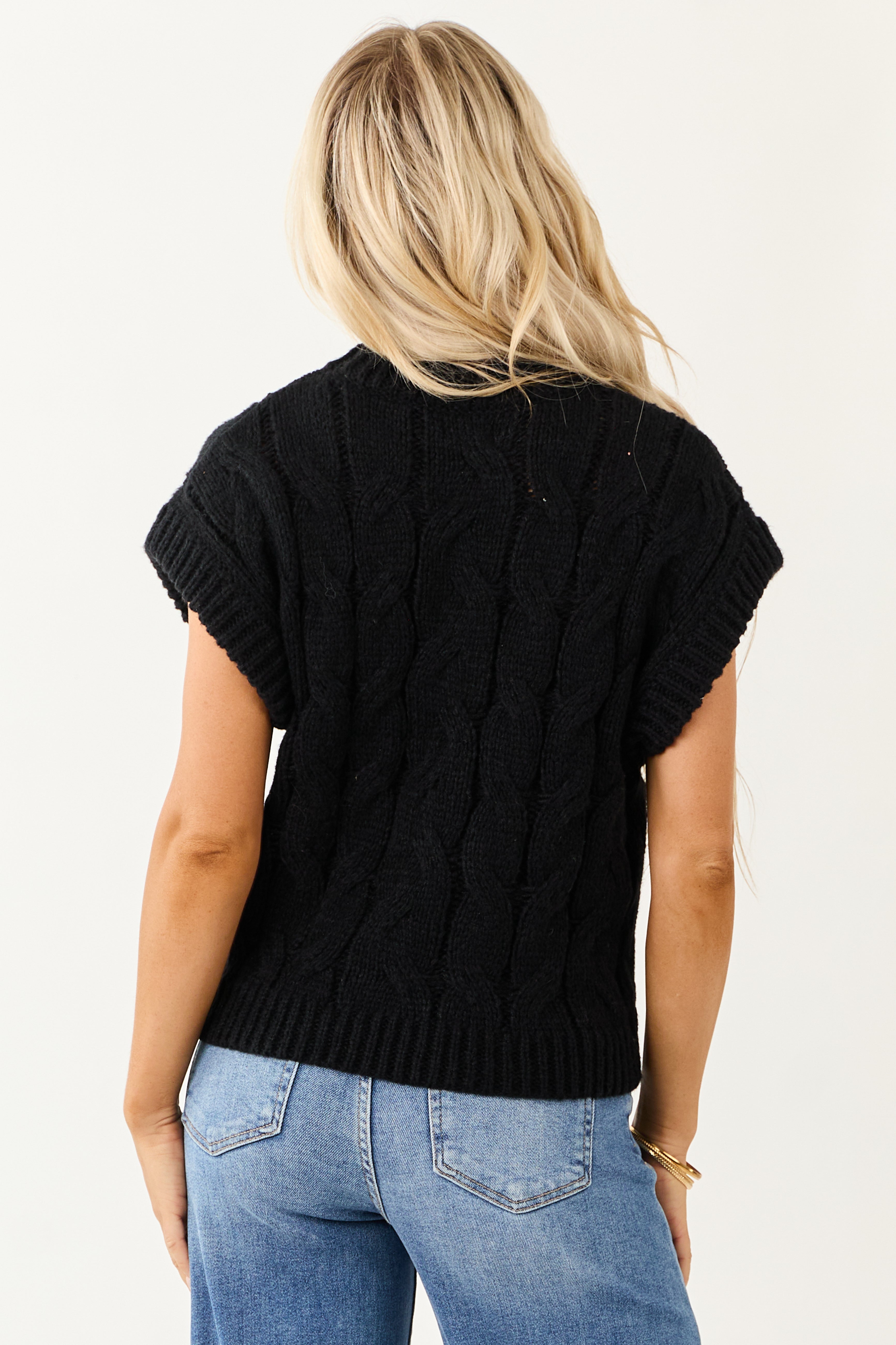 Lovelo Black Cable Knit Sweater Vest