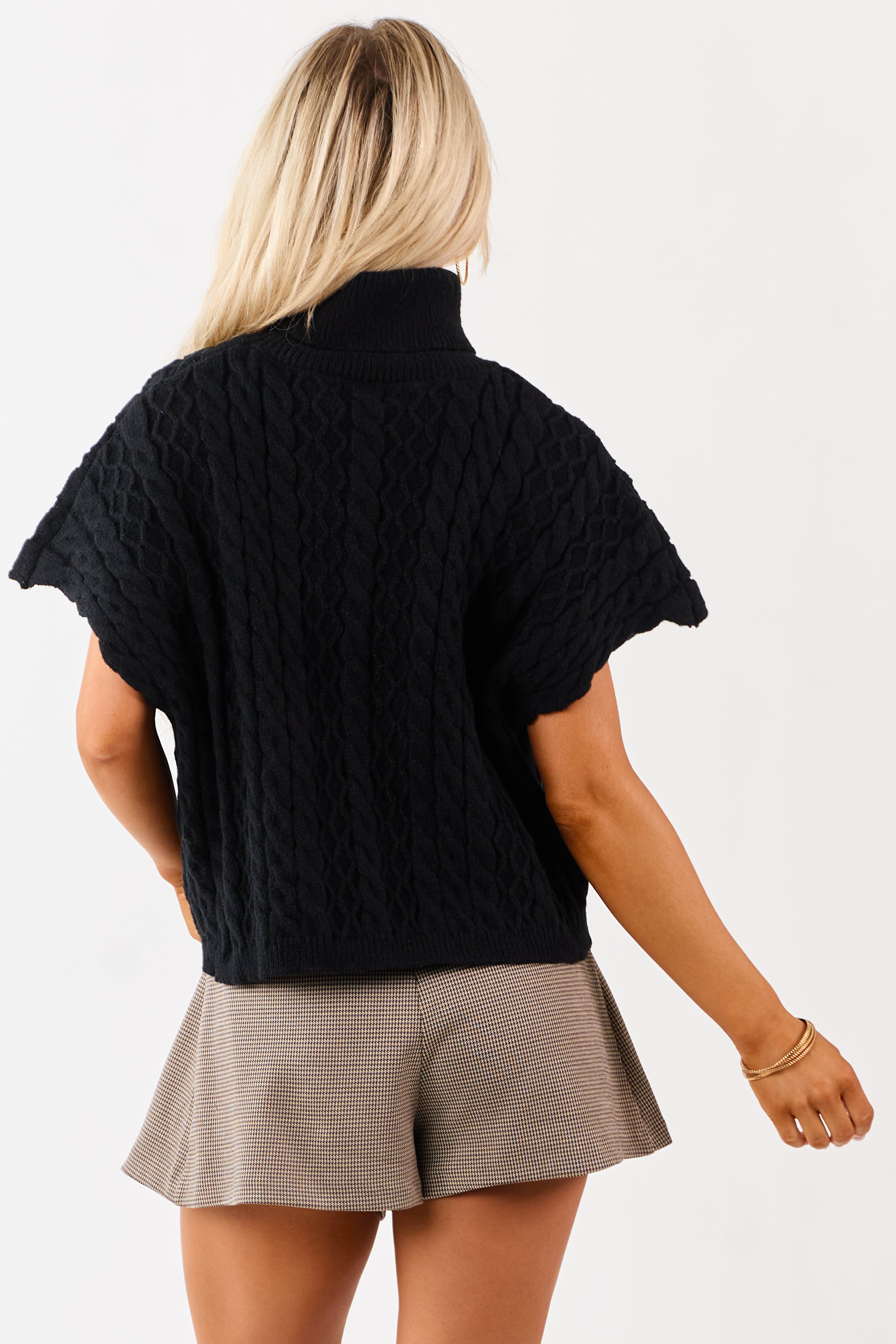 Lovelo Black Cable Knit Turtleneck Sweater