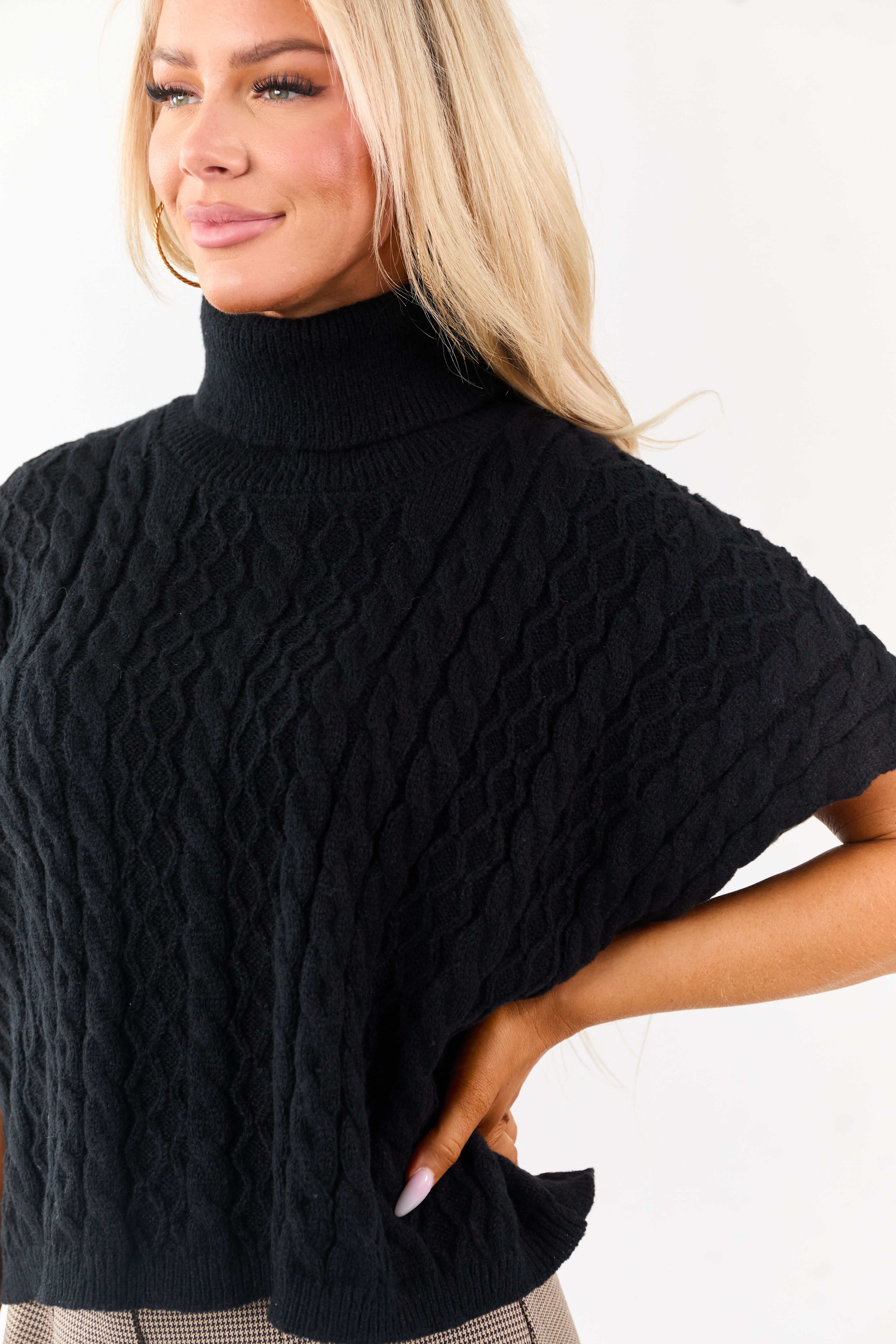 Lovelo Black Cable Knit Turtleneck Sweater