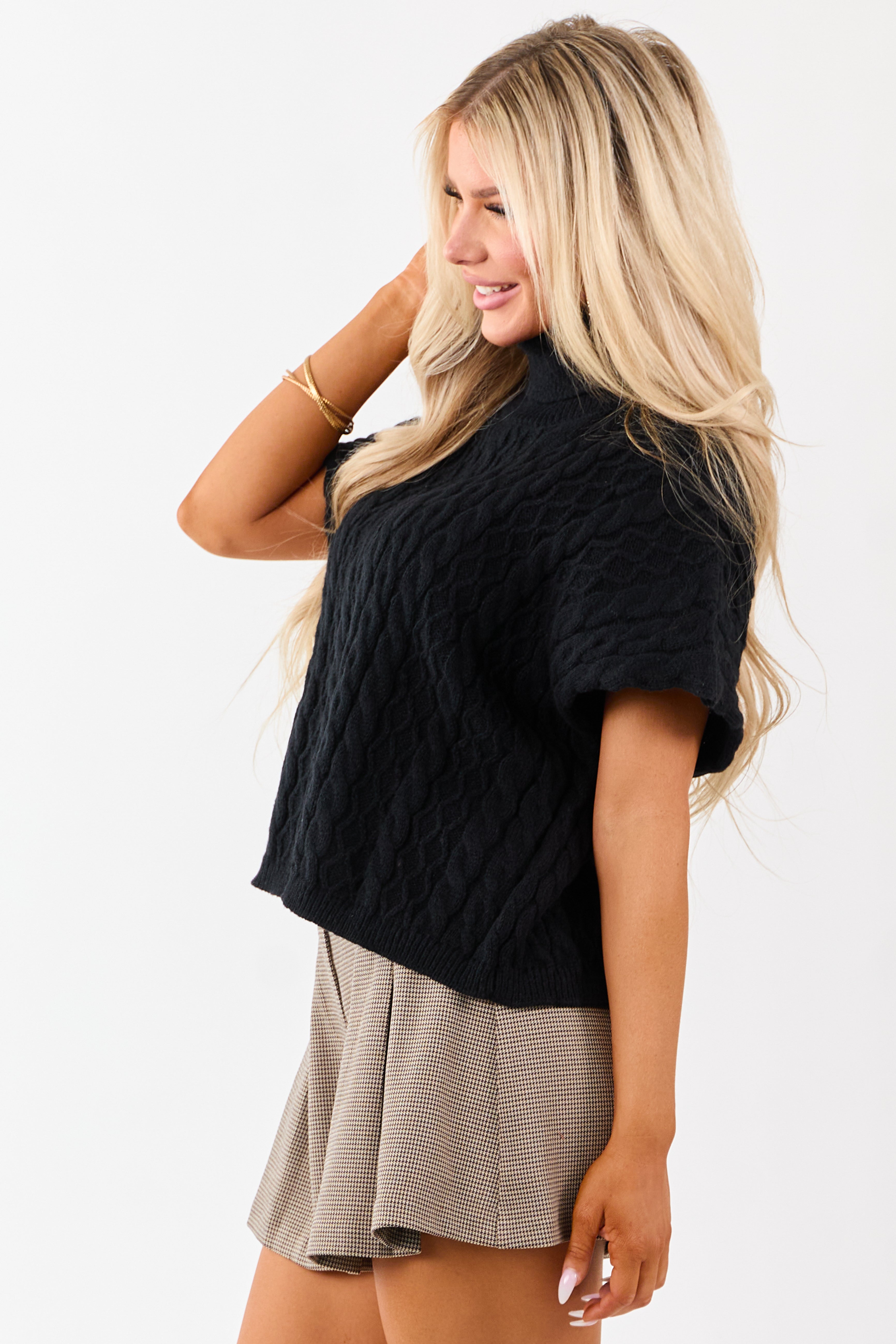 Lovelo Black Cable Knit Turtleneck Sweater