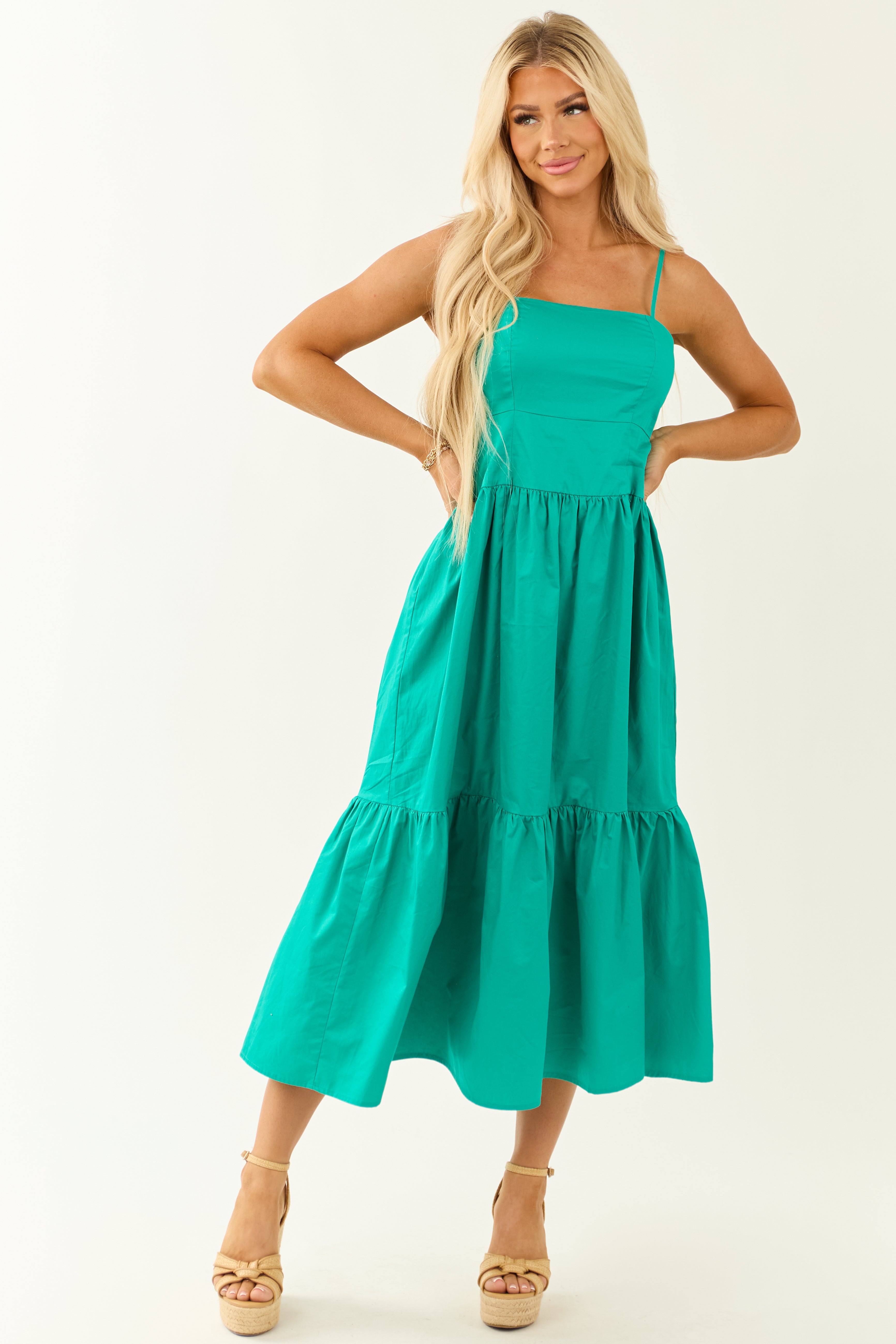 Lovelo Bright Jade Sleeveless Cotton Maxi Dress