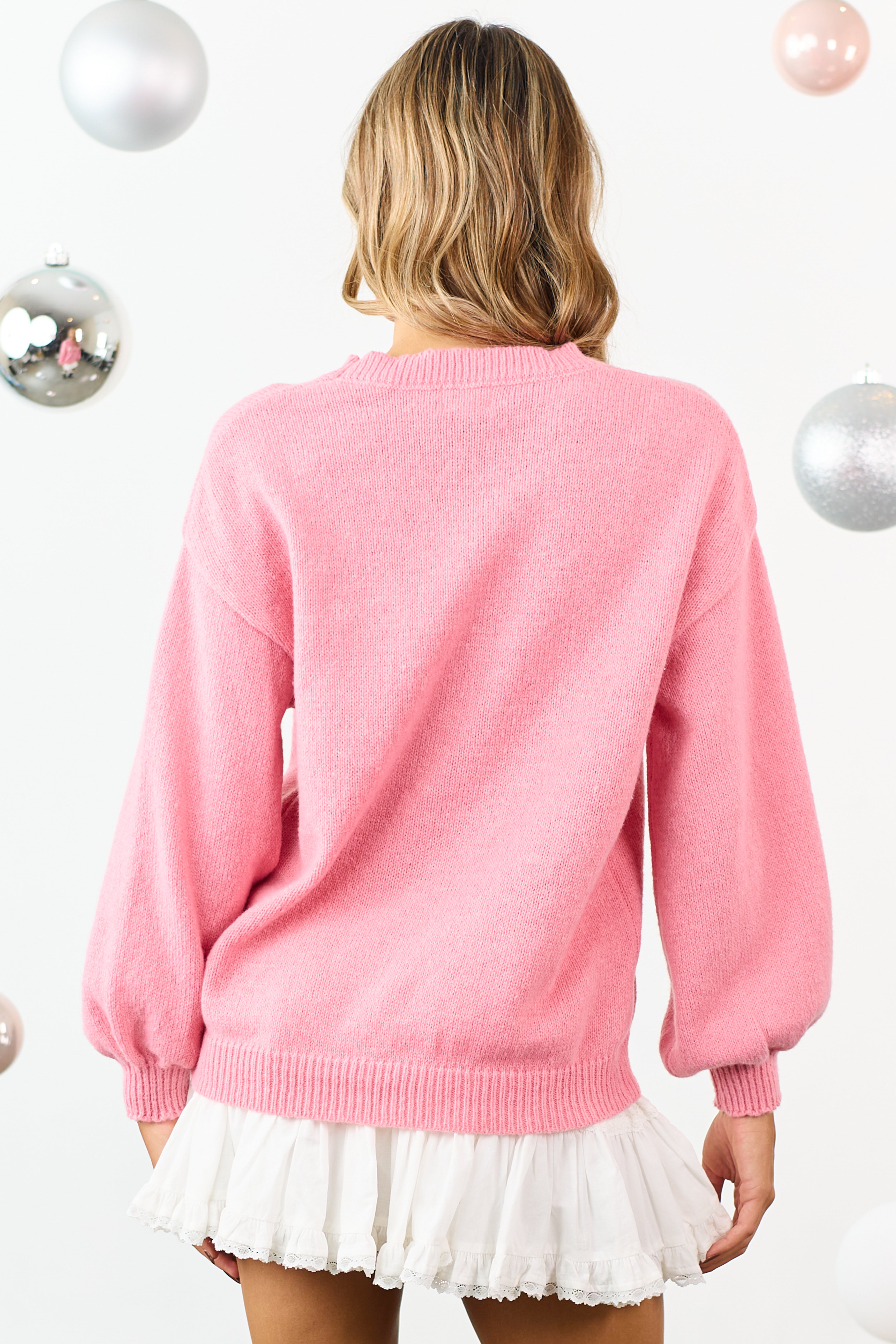 Lovelo Bubblegum Gingerbread Graphic Knit Sweater