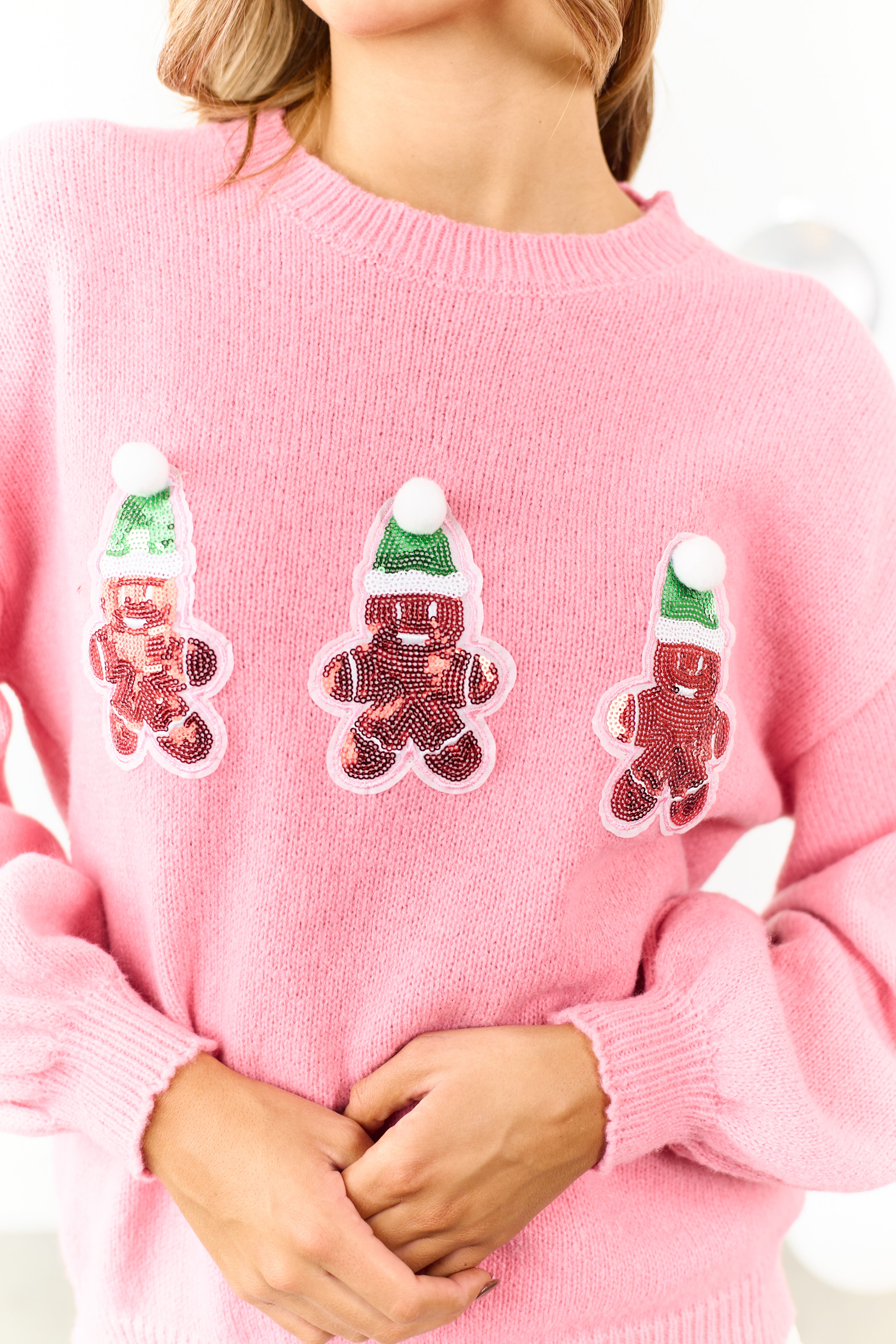 Lovelo Bubblegum Gingerbread Graphic Knit Sweater