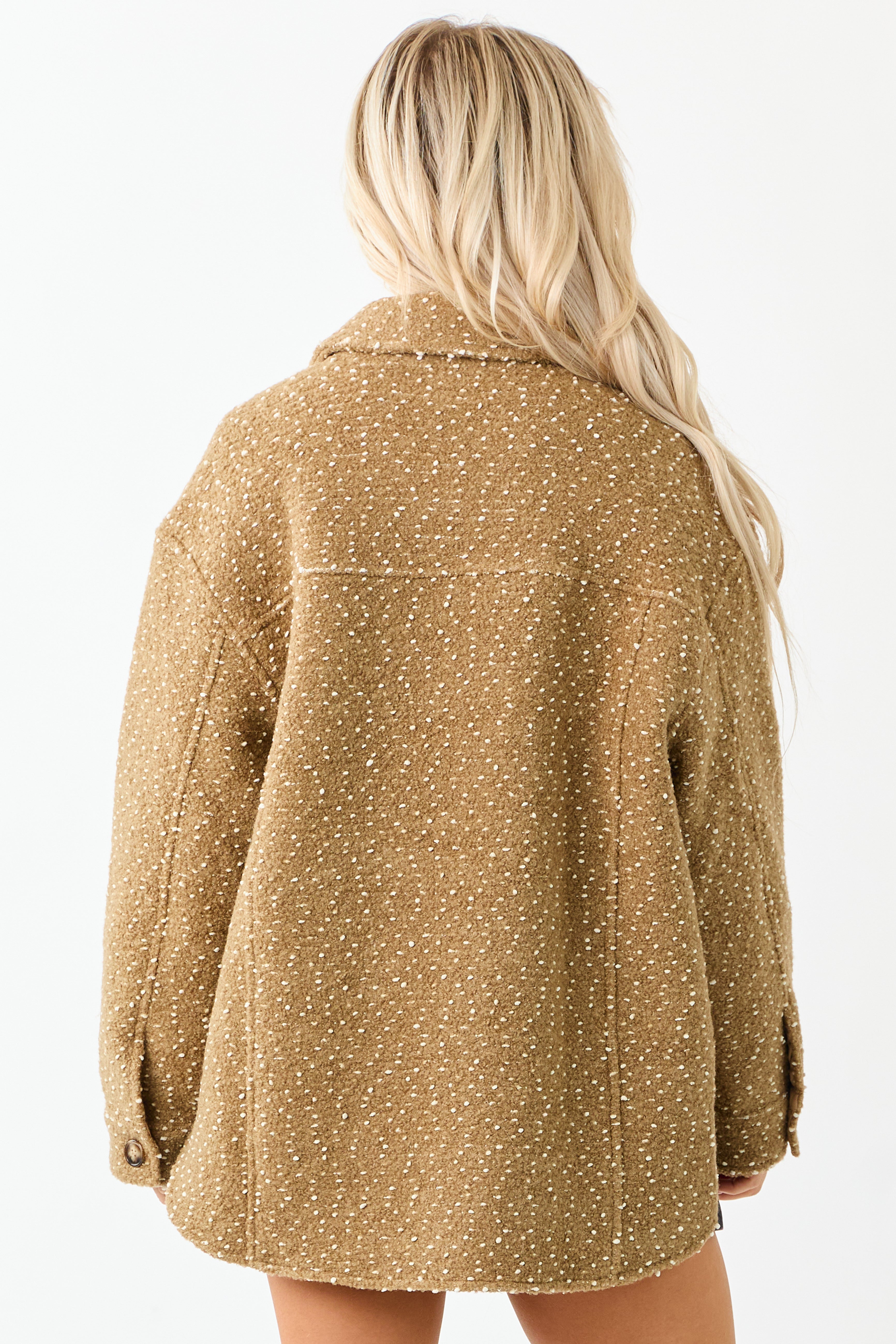 Lovelo Camel Textured Wool Blend Button Up Jacket
