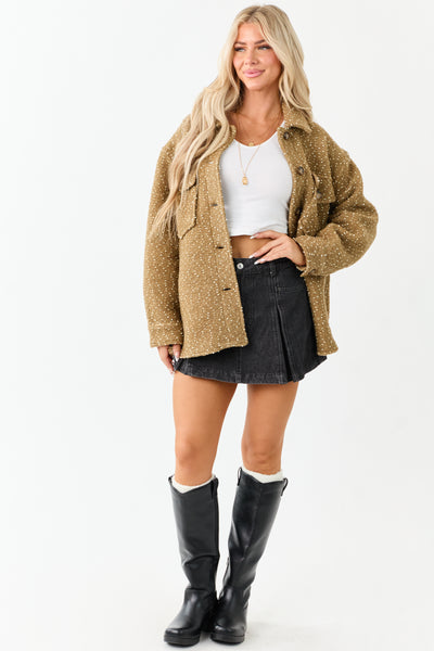 Lovelo Camel Textured Wool Blend Button Up Jacket