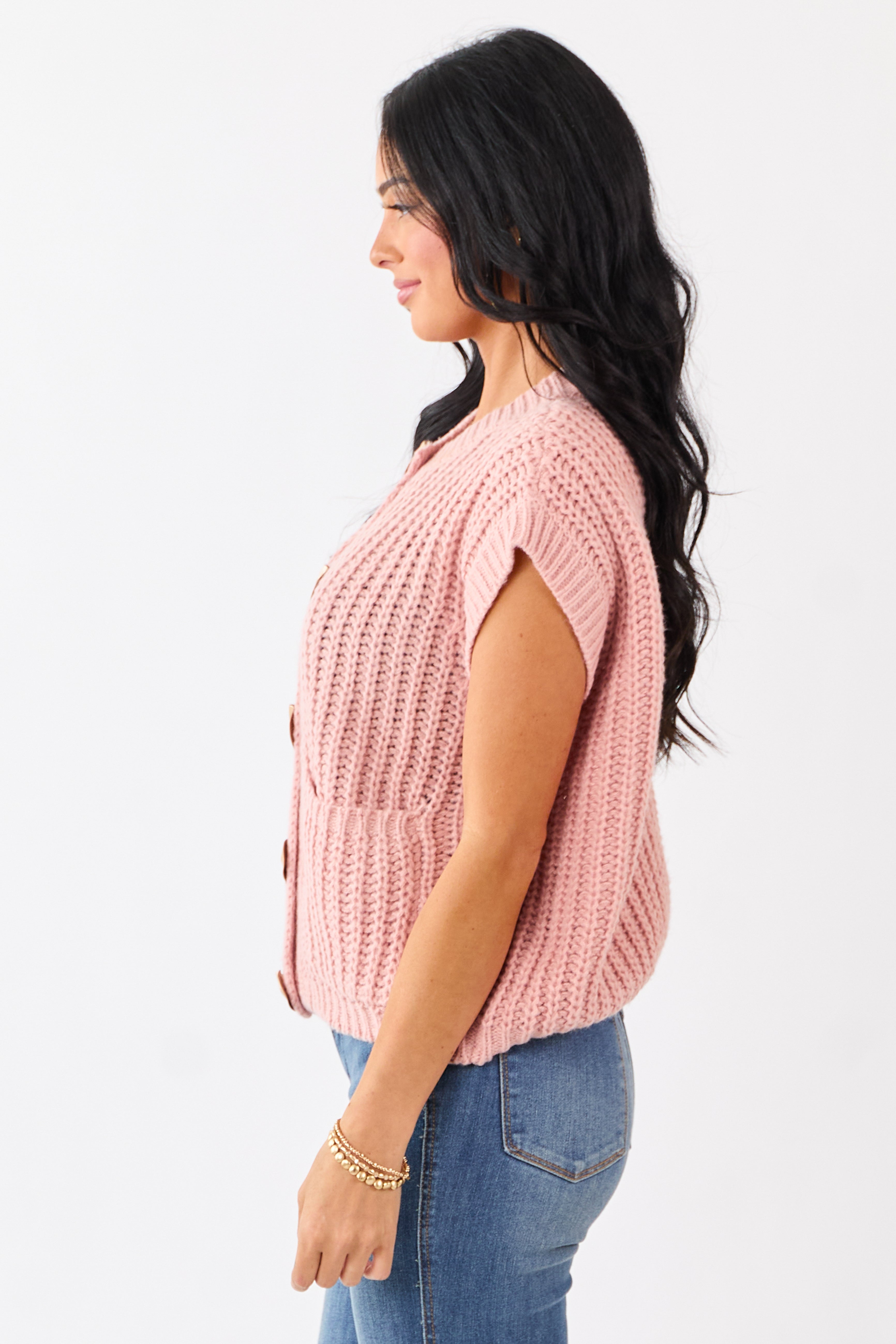 Lovelo Cherry Blossom Button Up Sweater Vest