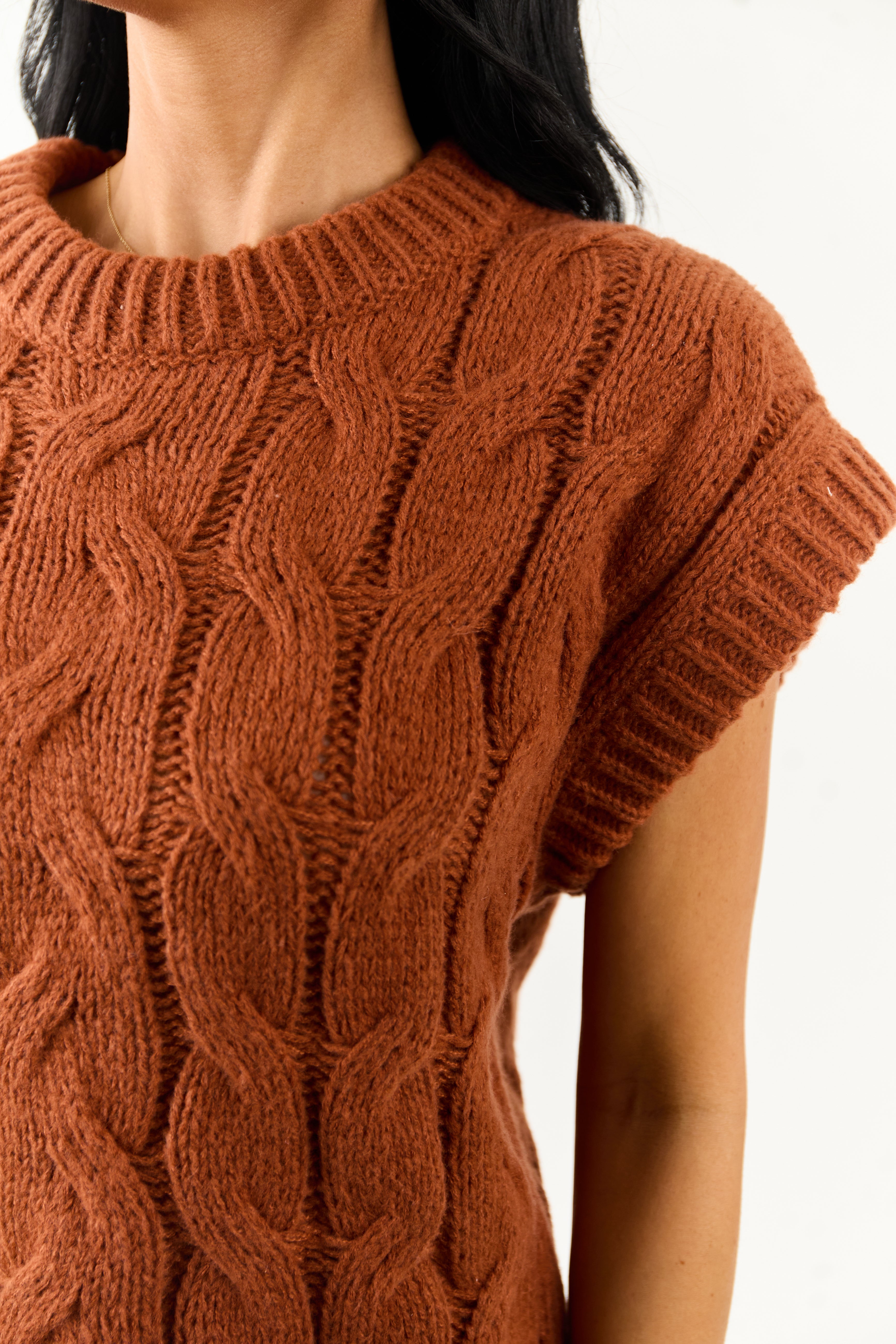 Lovelo Cinnamon Cable Knit Sweater Vest