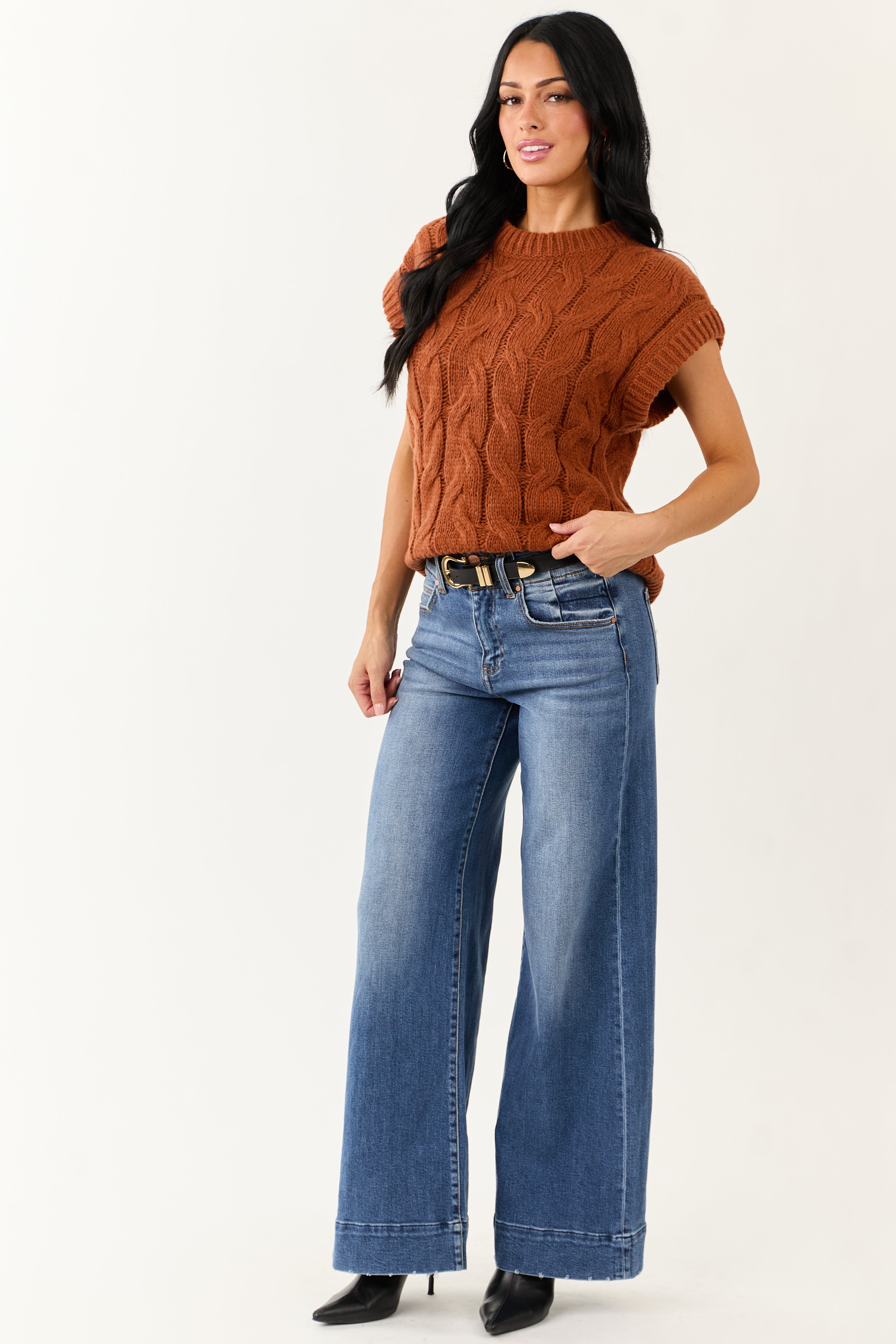 Lovelo Cinnamon Cable Knit Sweater Vest
