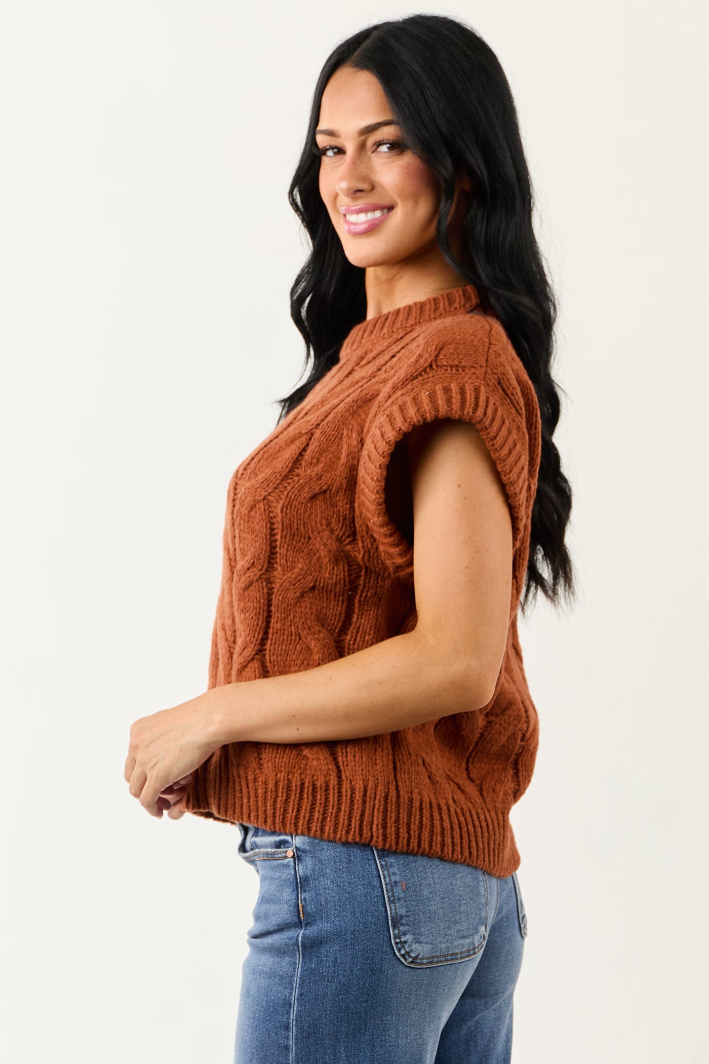 Lovelo Cinnamon Cable Knit Sweater Vest