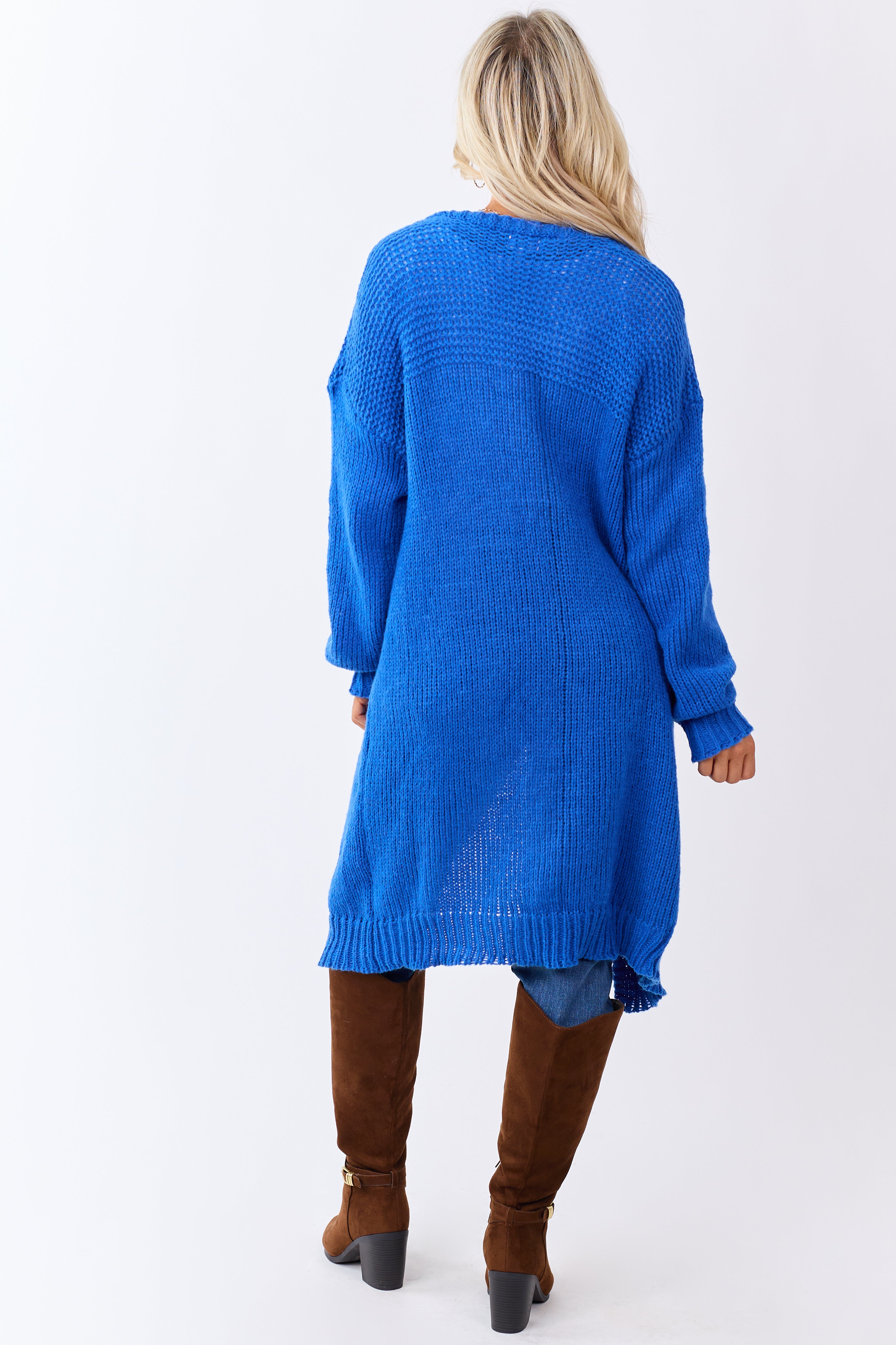 Lovelo Cobalt Knit Open Front Duster Cardigan