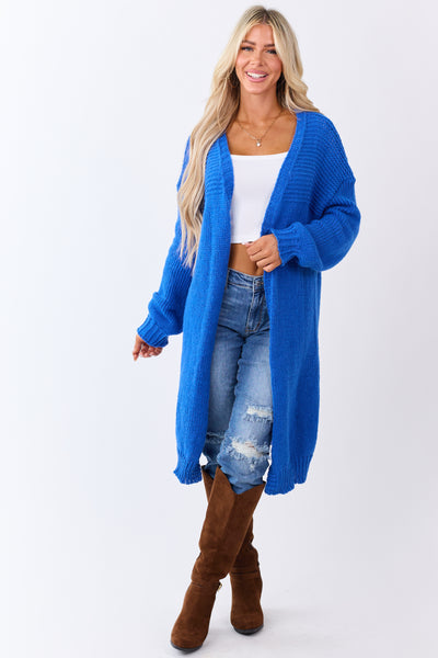 Lovelo Cobalt Knit Open Front Duster Cardigan | Lime Lush Boutique