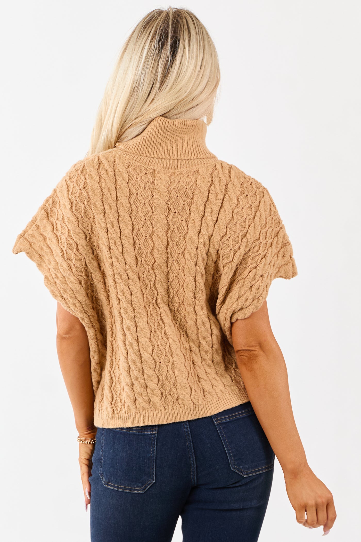 Lovelo Copper Cable Knit Turtleneck Sweater