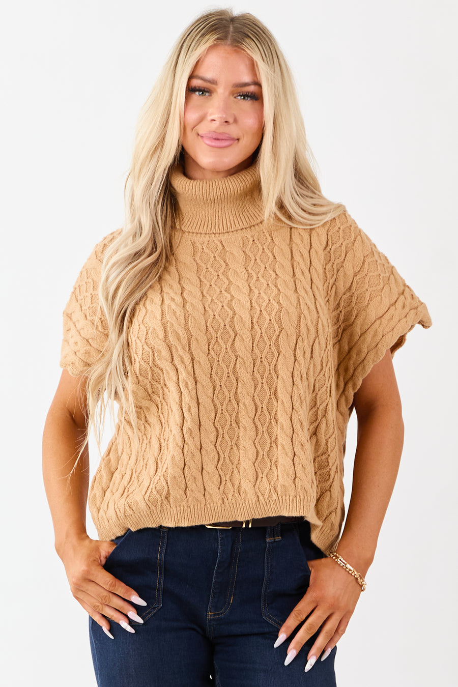 Lovelo Copper Cable Knit Turtleneck Sweater