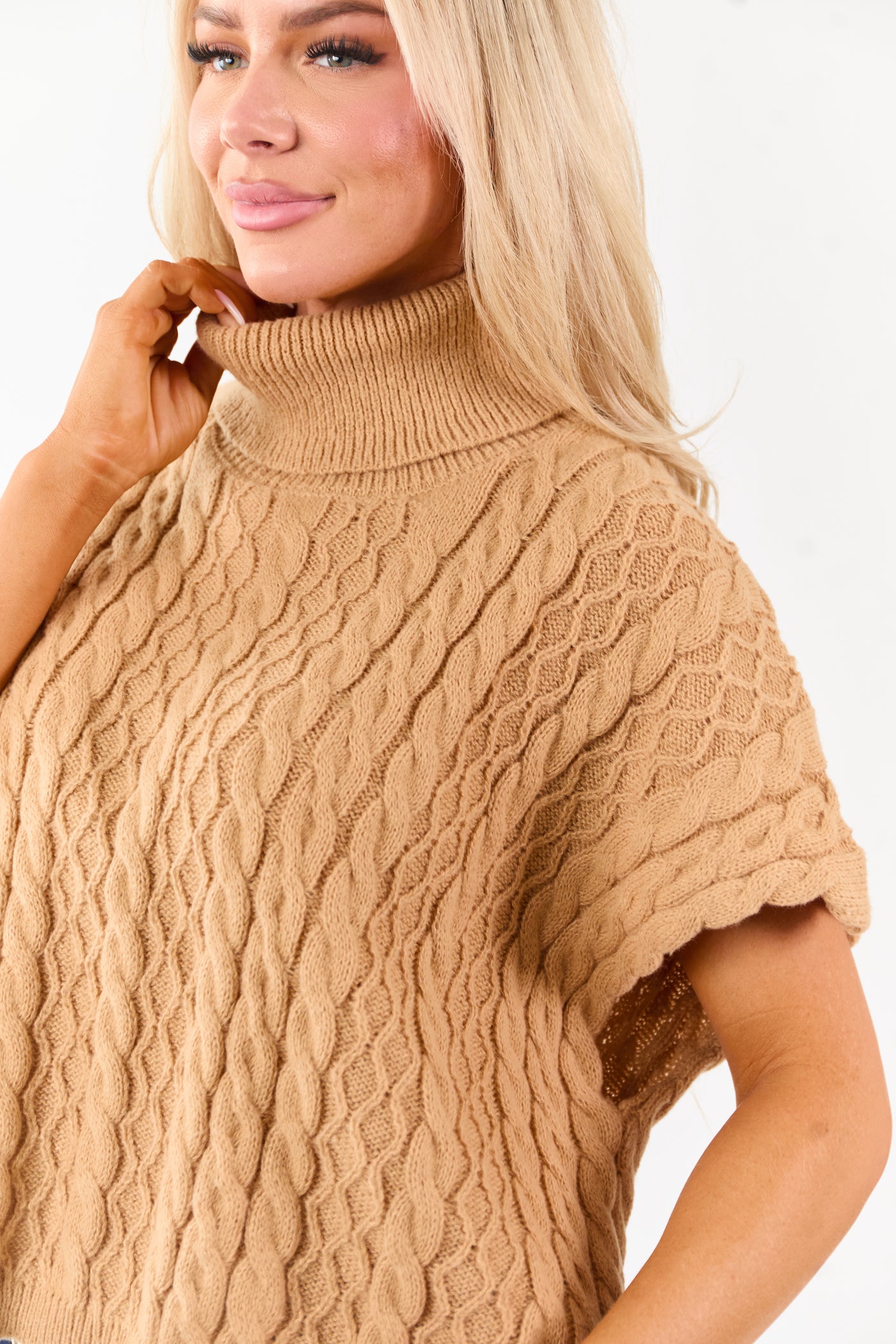 Lovelo Copper Cable Knit Turtleneck Sweater