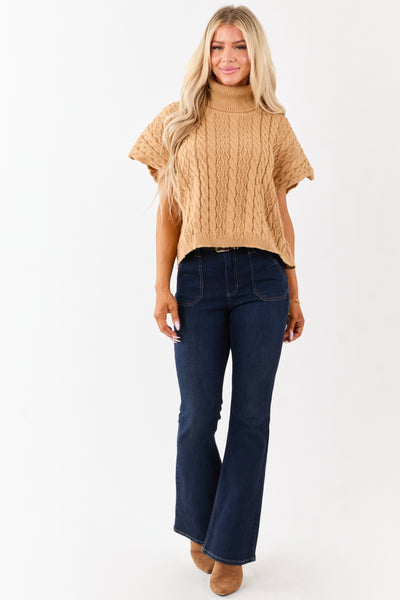Lovelo Copper Cable Knit Turtleneck Sweater
