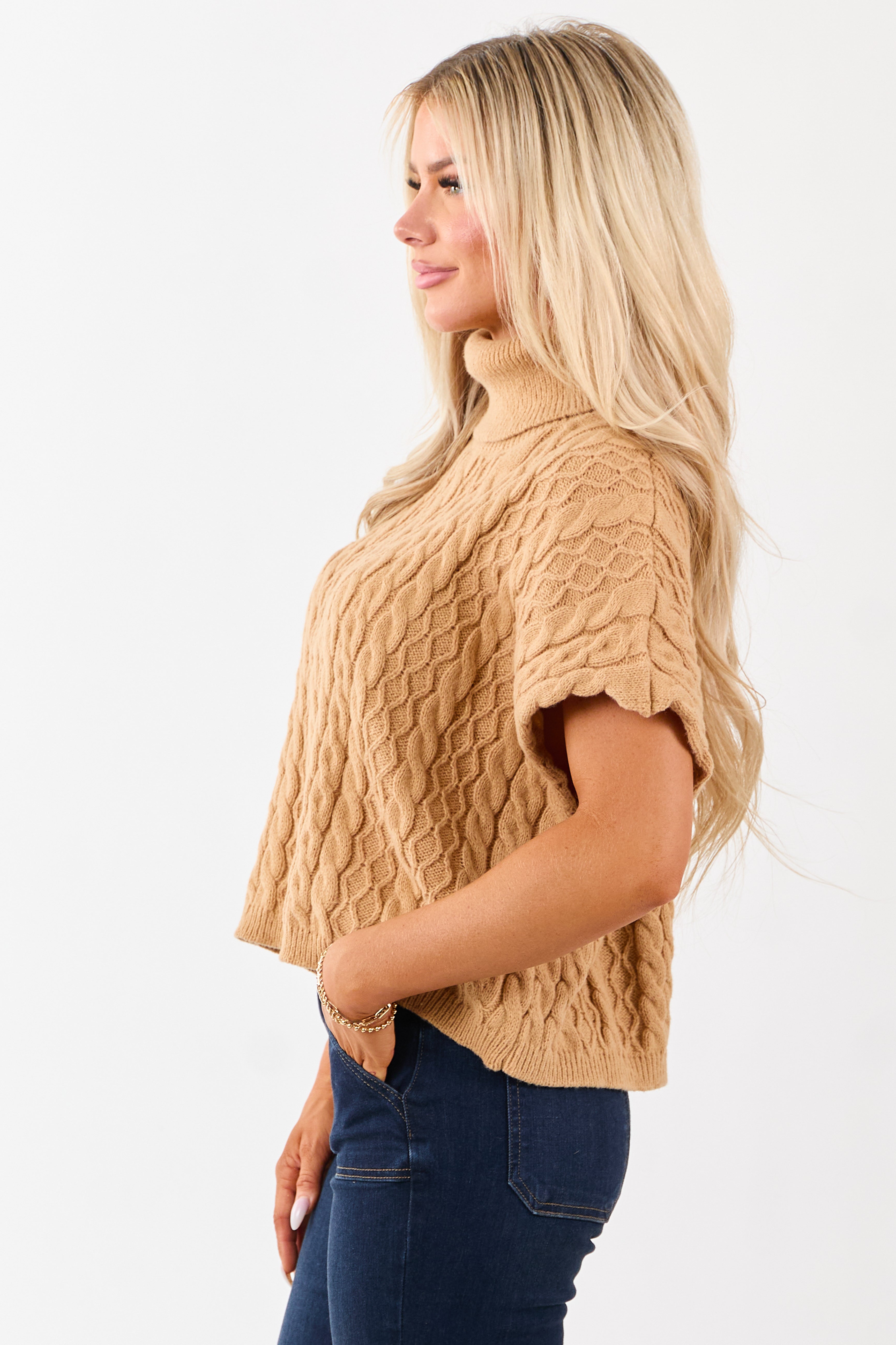 Lovelo Copper Cable Knit Turtleneck Sweater
