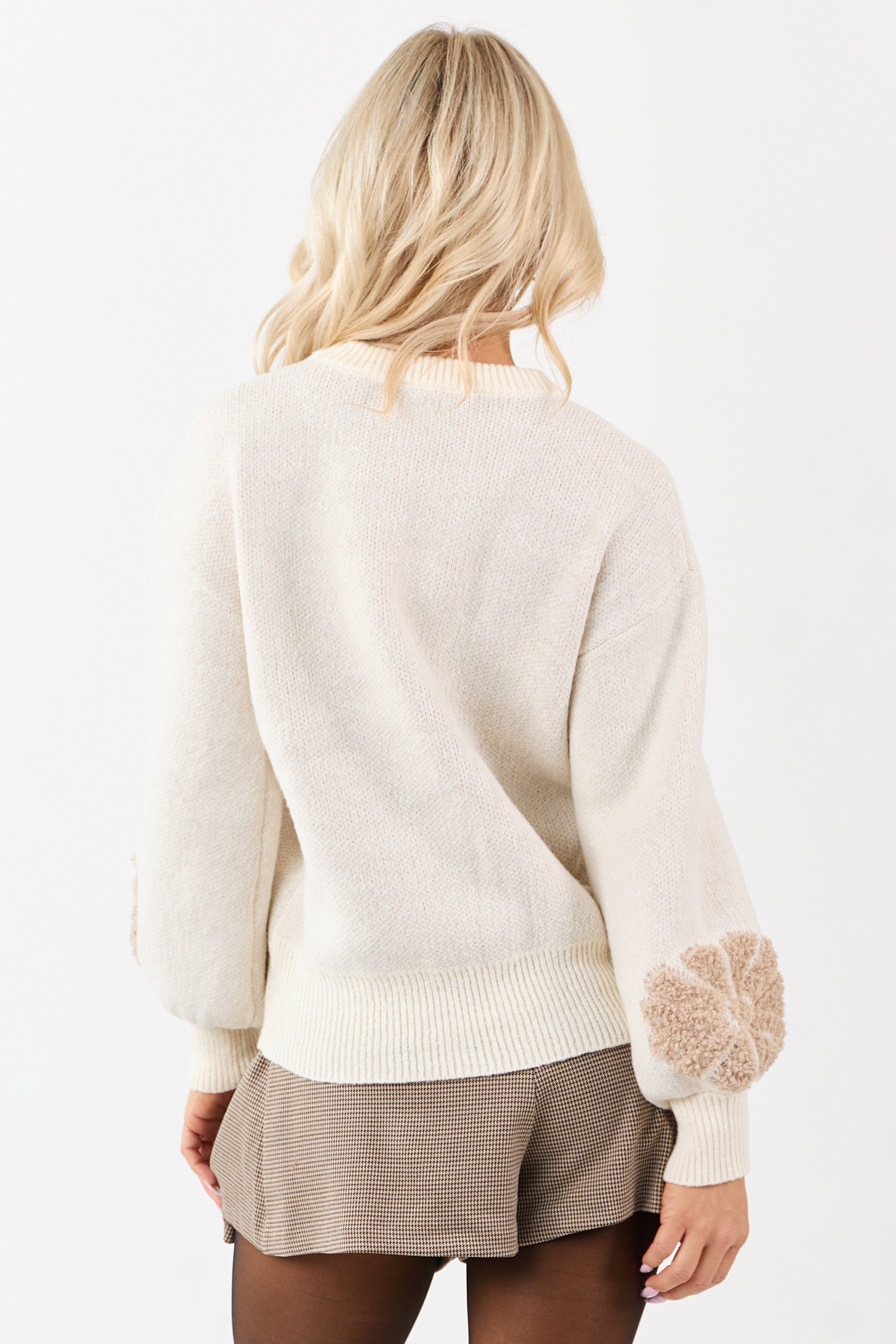 Lovelo Cream Floral Sherpa Pearl Graphic Sweater