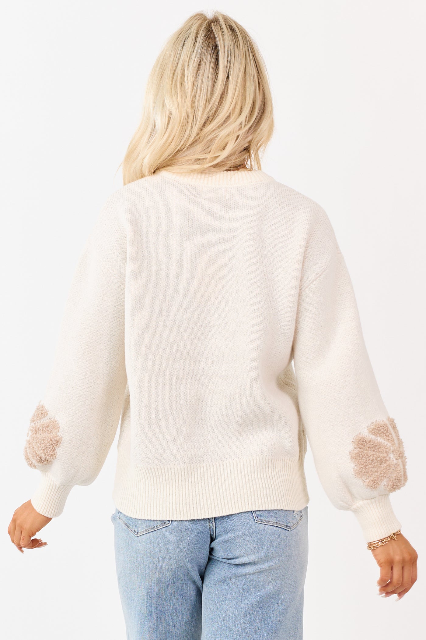 Lovelo Cream Floral Sherpa Pearl Graphic Sweater